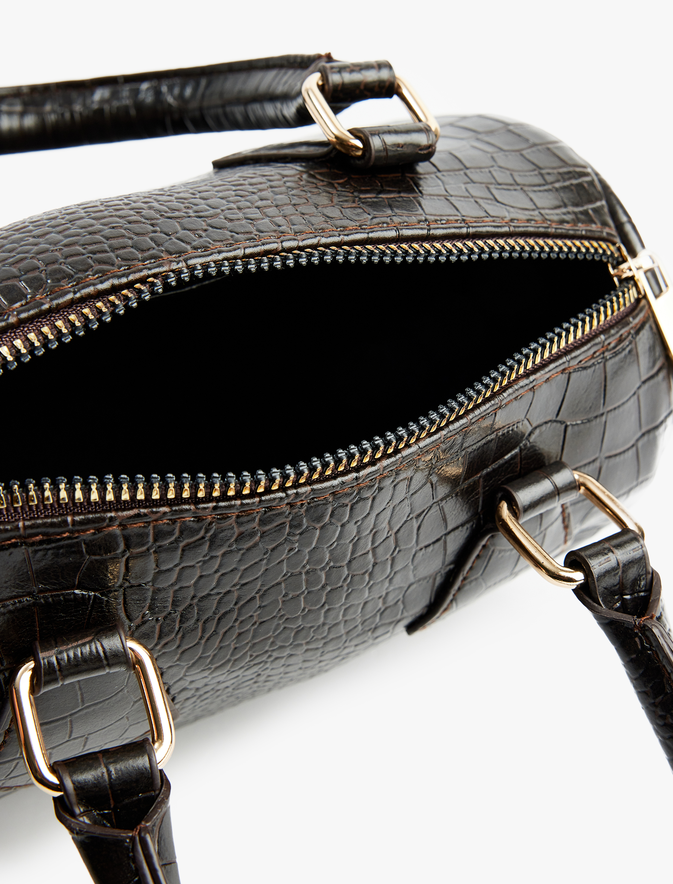  Kadın Timsah Derisi Görünümlü Fermuarlı Askılı Saplı Tote Çanta - Koton X Sima Tarkan