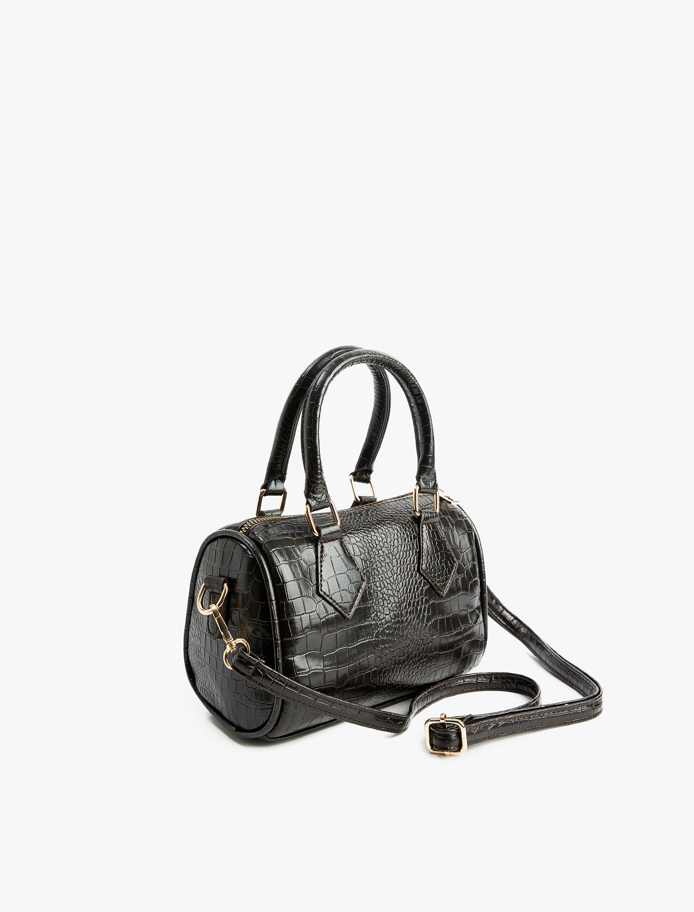  Kadın Timsah Derisi Görünümlü Fermuarlı Askılı Saplı Tote Çanta - Koton X Sima Tarkan