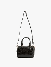 Timsah Derisi Görünümlü Fermuarlı Askılı Saplı Tote Çanta - Koton X Sima Tarkan