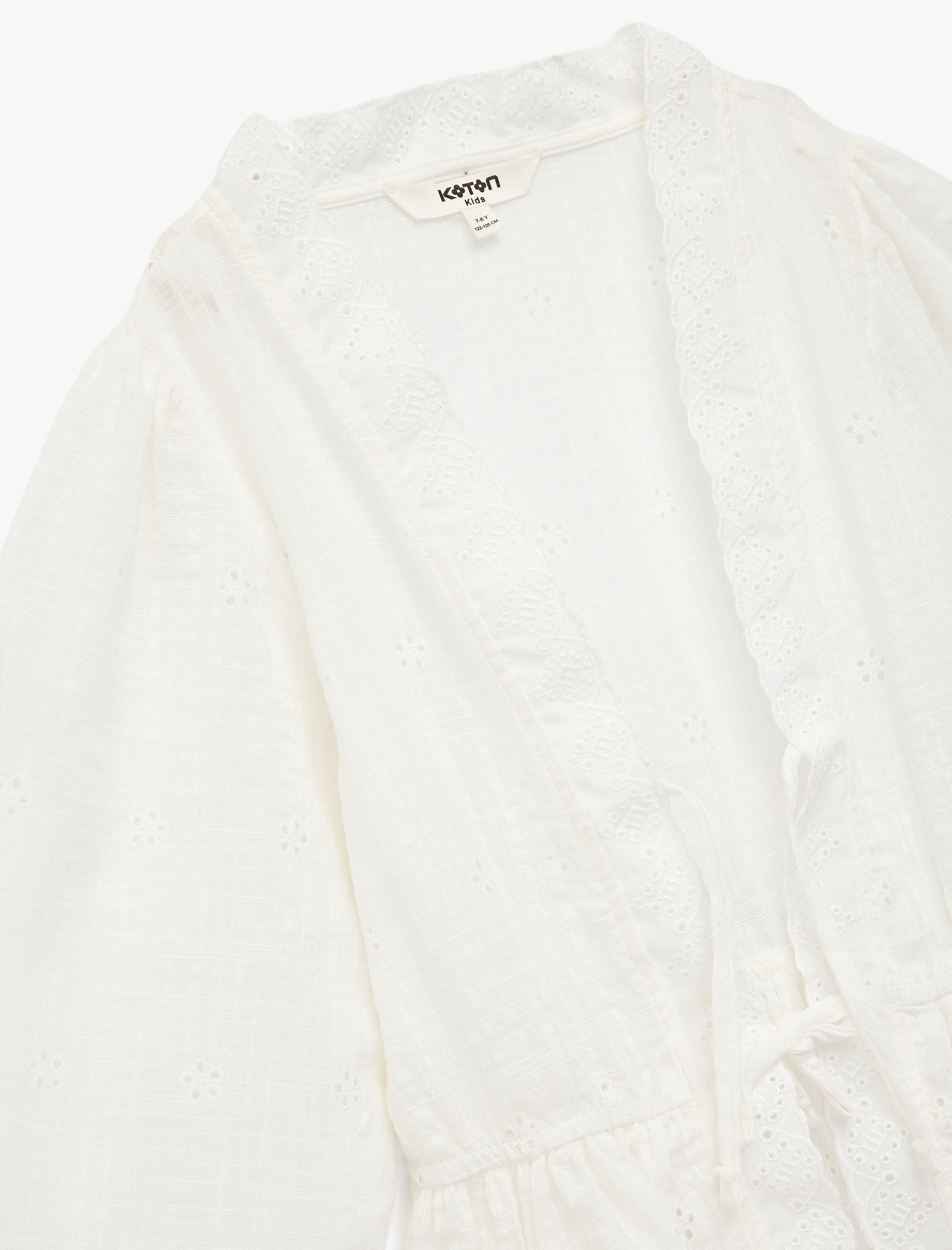  Kız Çocuk V Yaka Uzun Kollu Fırfırlı Pamuklu Oversize Gömlek