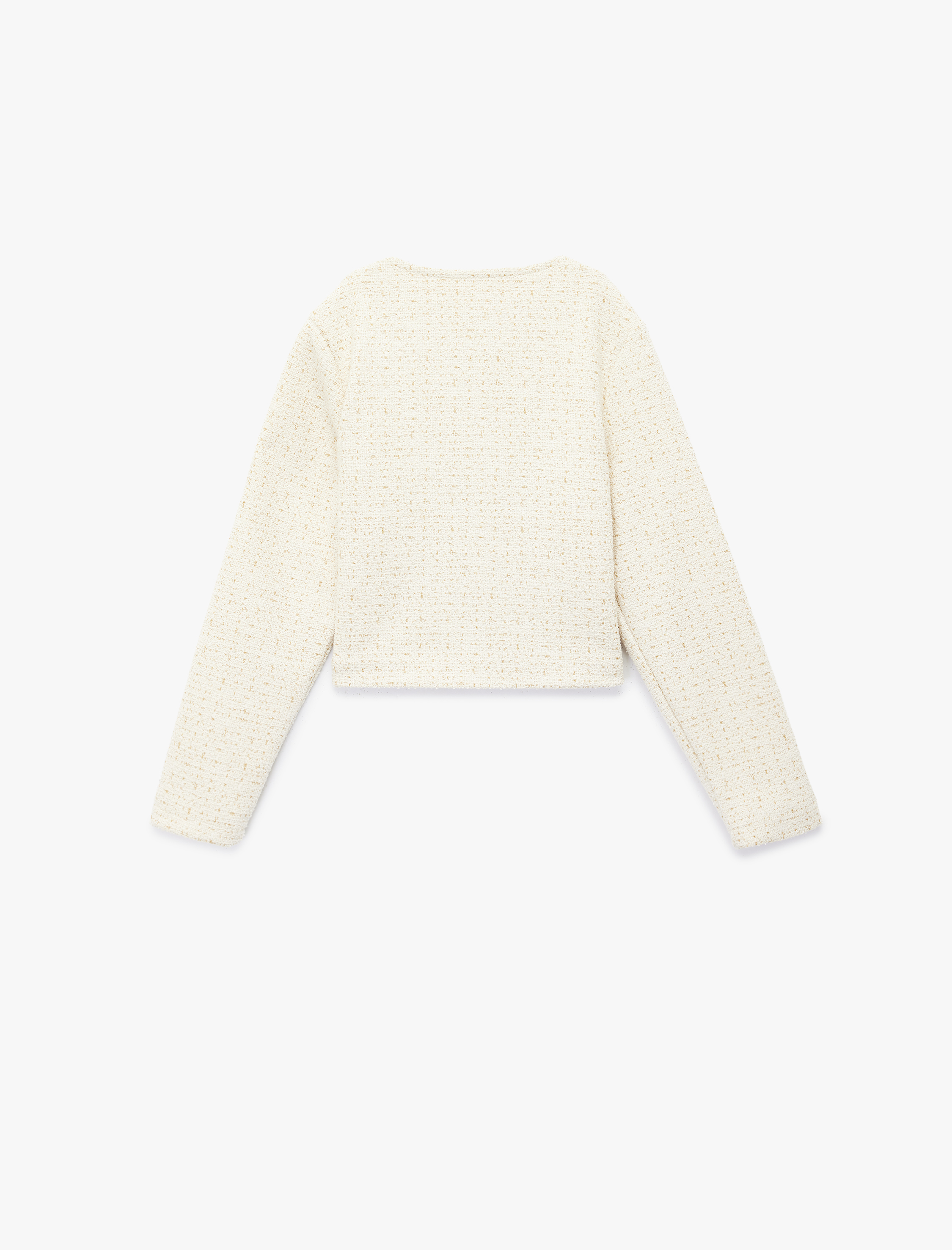  Kız Çocuk Düğmeli Uzun Kollu Bisiklet Yaka Crop Tüvit Ceket