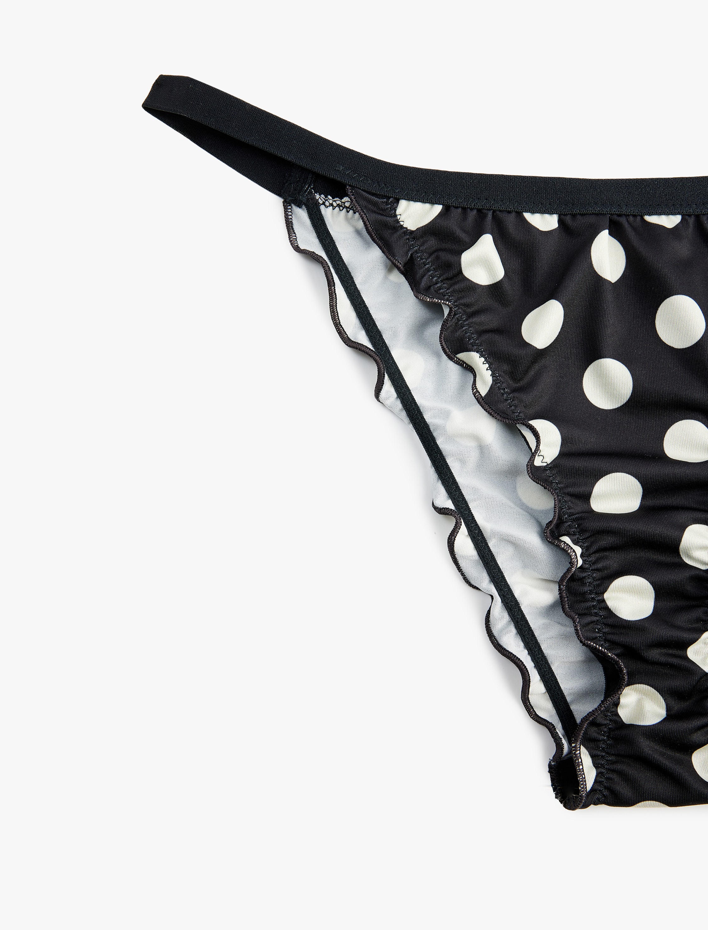   Rahat Kalıp Fırfırlı Puantiye Desenli Brazilian Külot