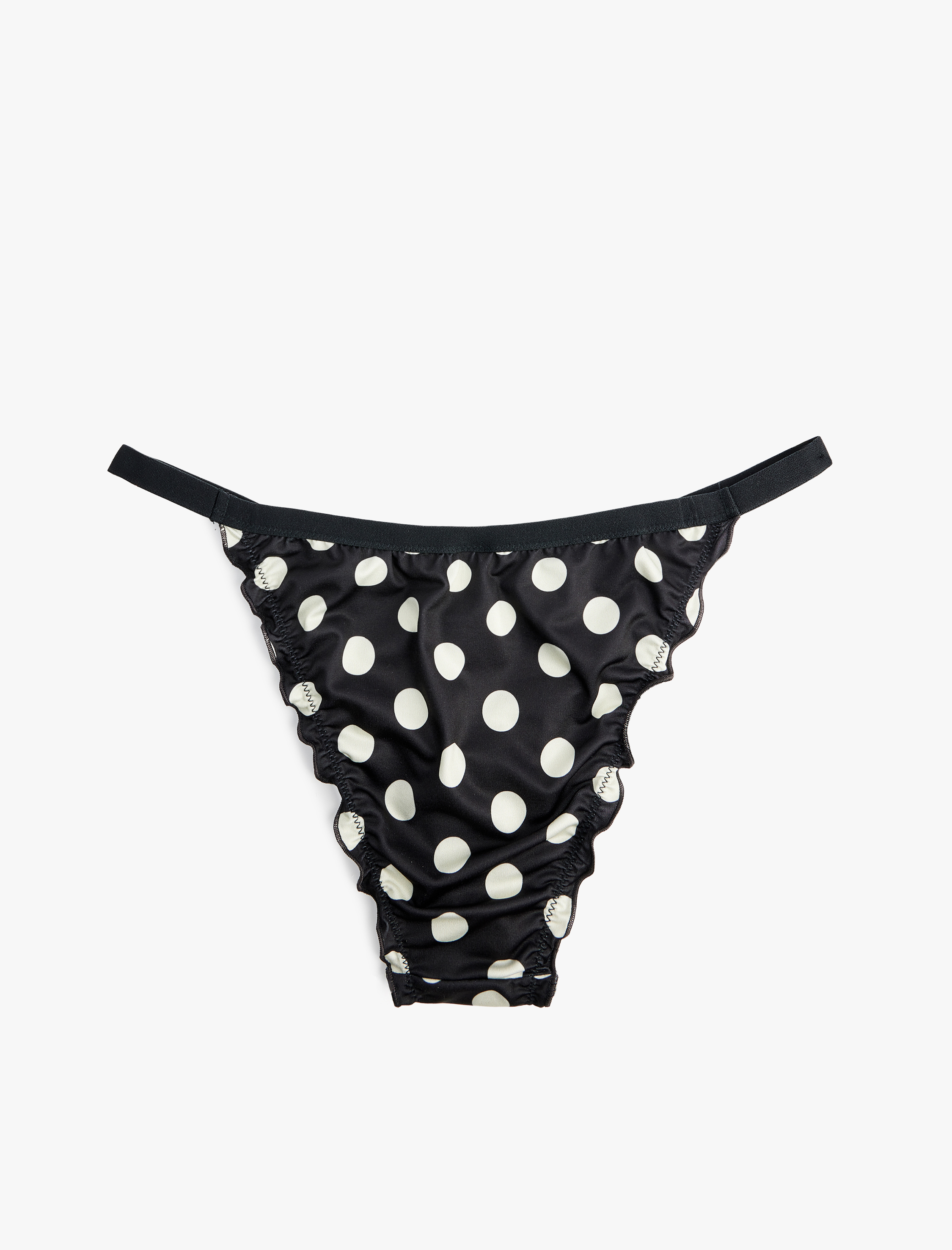   Rahat Kalıp Fırfırlı Puantiye Desenli Brazilian Külot