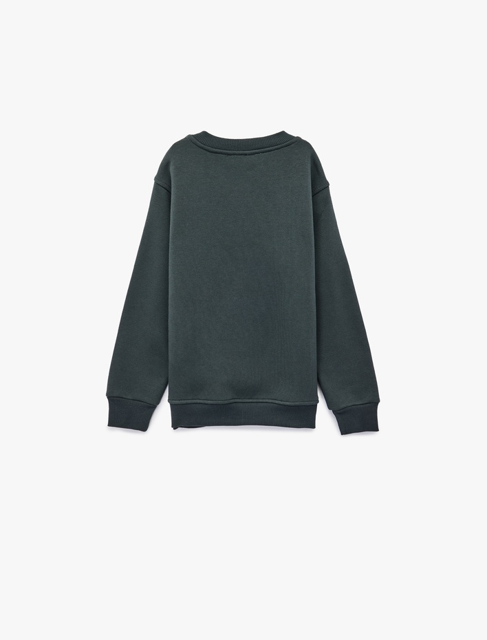 Erkek Çocuk Baskılı Uzun Kollu Bisiklet Yaka Şardonlu Sweatshirt
