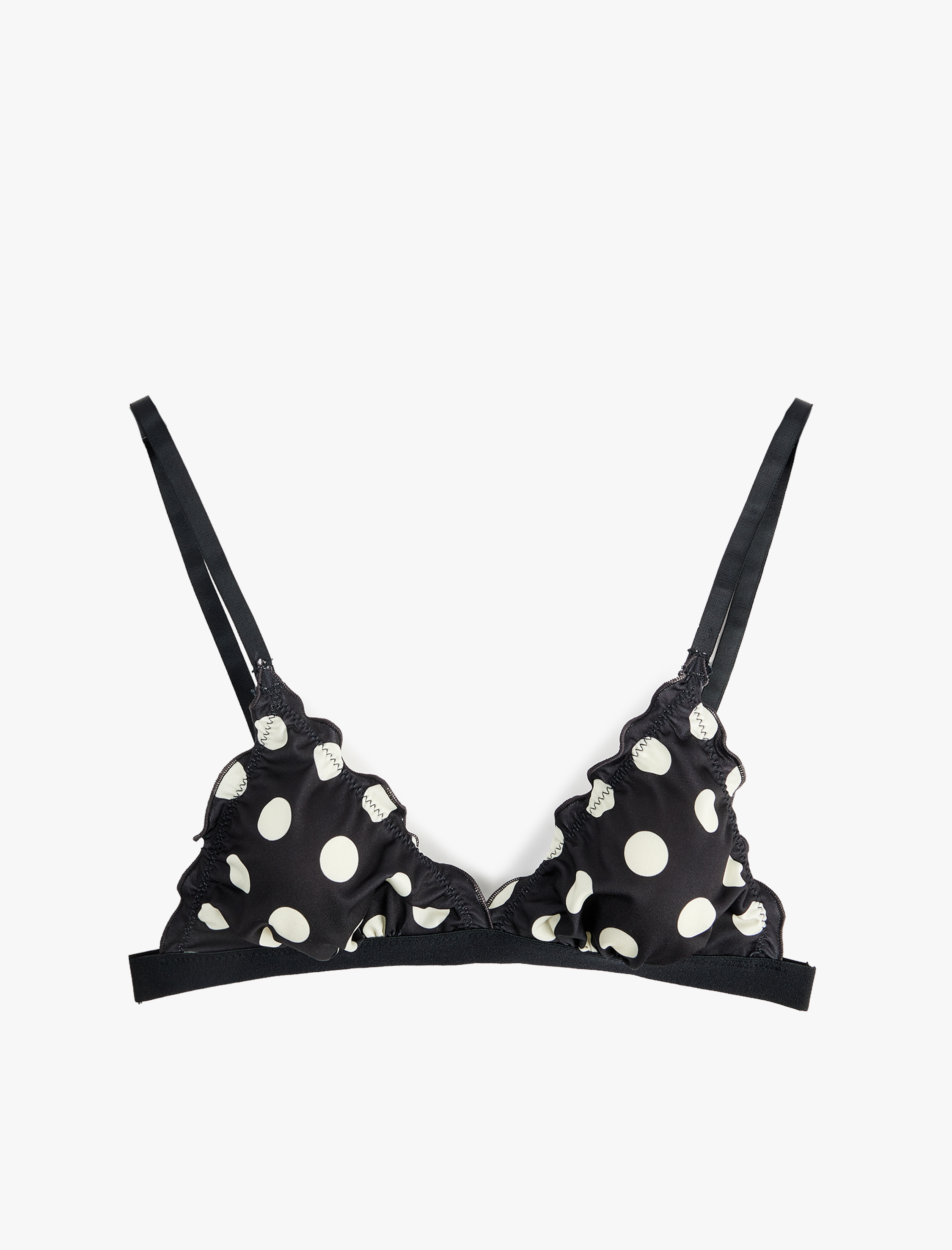   Rahat Kalıp Fırfırlı Dolgusuz Balensiz Puantiyeli Sütyen