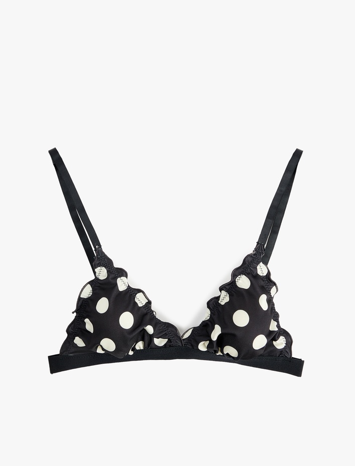  Rahat Kalıp Fırfırlı Dolgusuz Balensiz Puantiyeli Sütyen