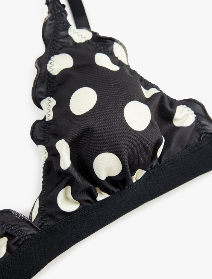  Rahat Kalıp Fırfırlı Dolgusuz Balensiz Puantiyeli Sütyen