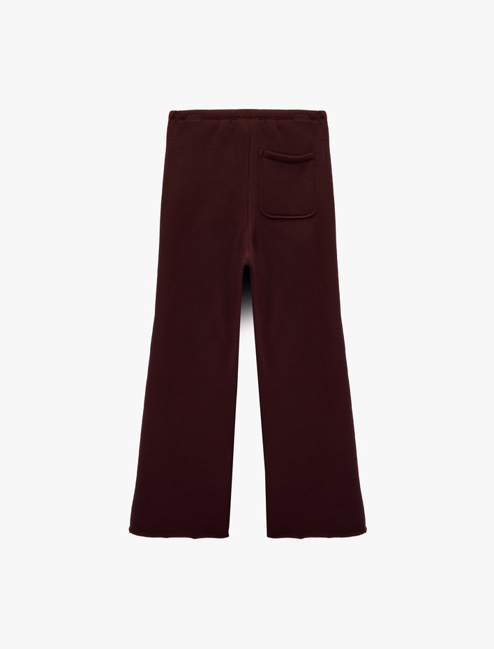  Beli Lastikli Yüksek Bel İspanyol Paça Uzun Eşofman Altı