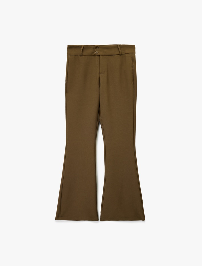  Slim Fit Çift Düğmeli İspanyol Paça Pantolon