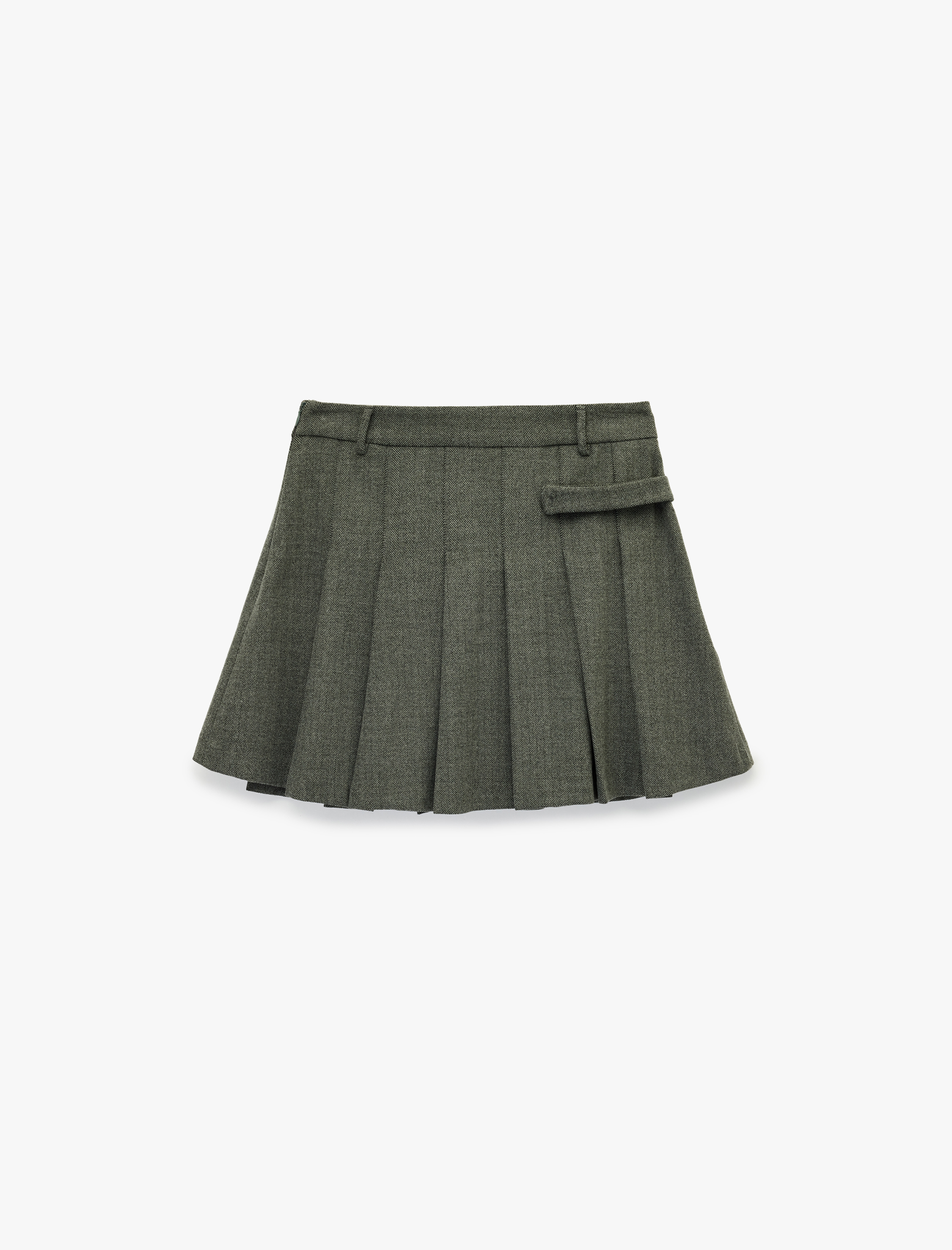   Metal Aksesuar Detaylı Pileli A Kesim Mini Etek