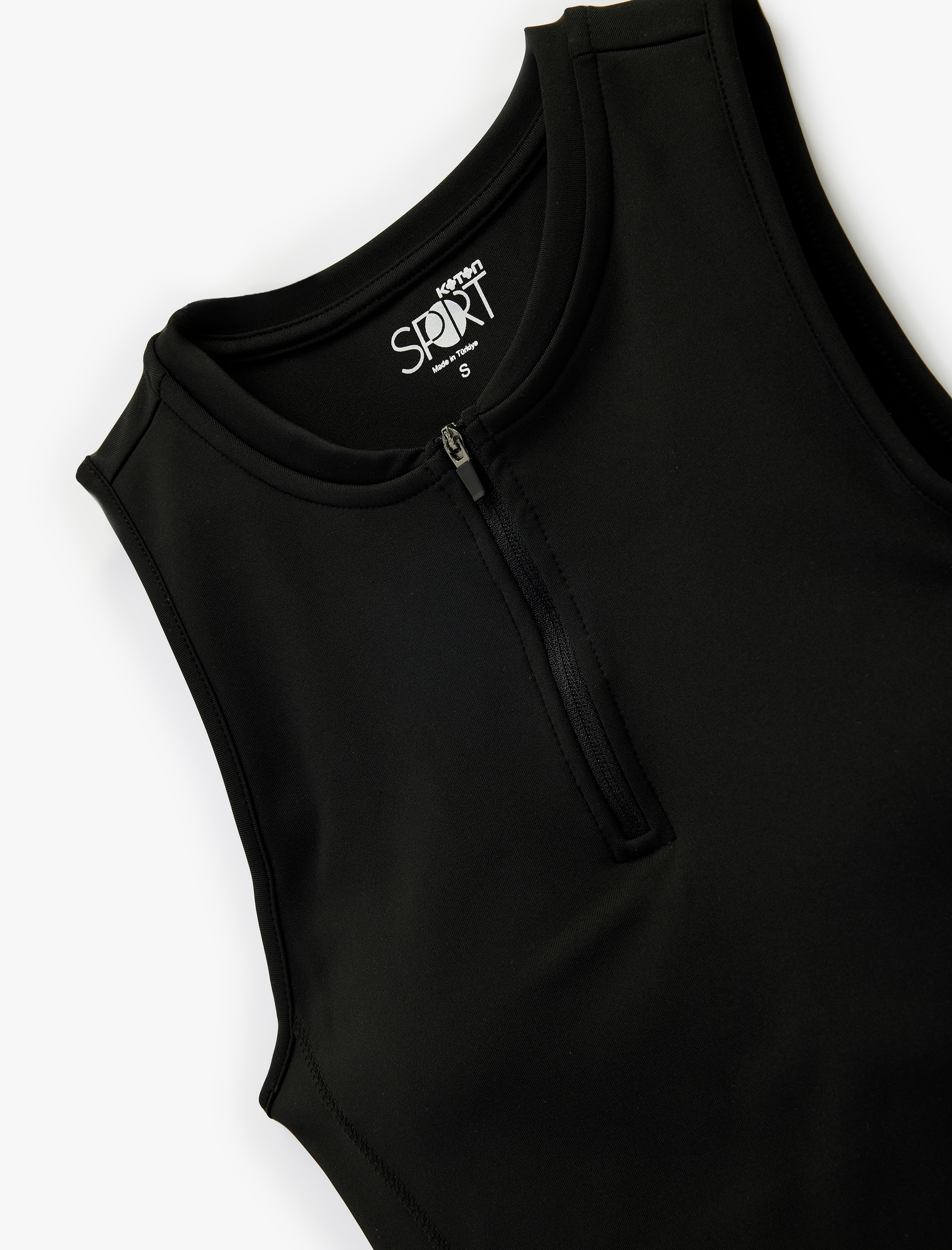   Fermuarlı Yaka Kolsuz Slim Fit Sporcu Atleti