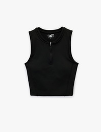 Fermuarlı Yaka Kolsuz Slim Fit Sporcu Atleti