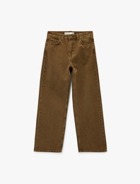 Koton X Sima Tarkan -  Rahat Kalıp Cepli Düğmeli Yıkamalı Düz Paça Baggy Jean Pantolon