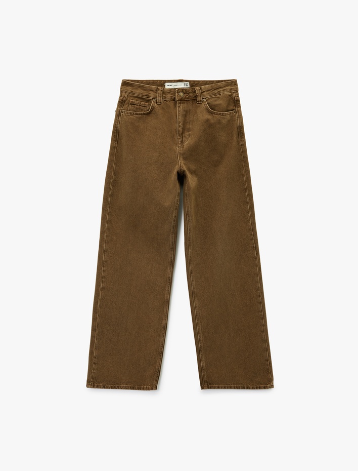  Koton X Sima Tarkan -  Rahat Kalıp Cepli Düğmeli Yıkamalı Düz Paça Baggy Jean Pantolon