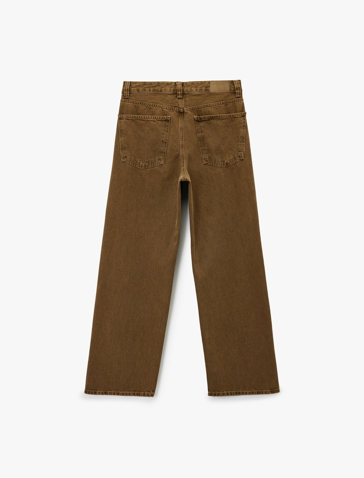  Koton X Sima Tarkan -  Rahat Kalıp Cepli Düğmeli Yıkamalı Düz Paça Baggy Jean Pantolon