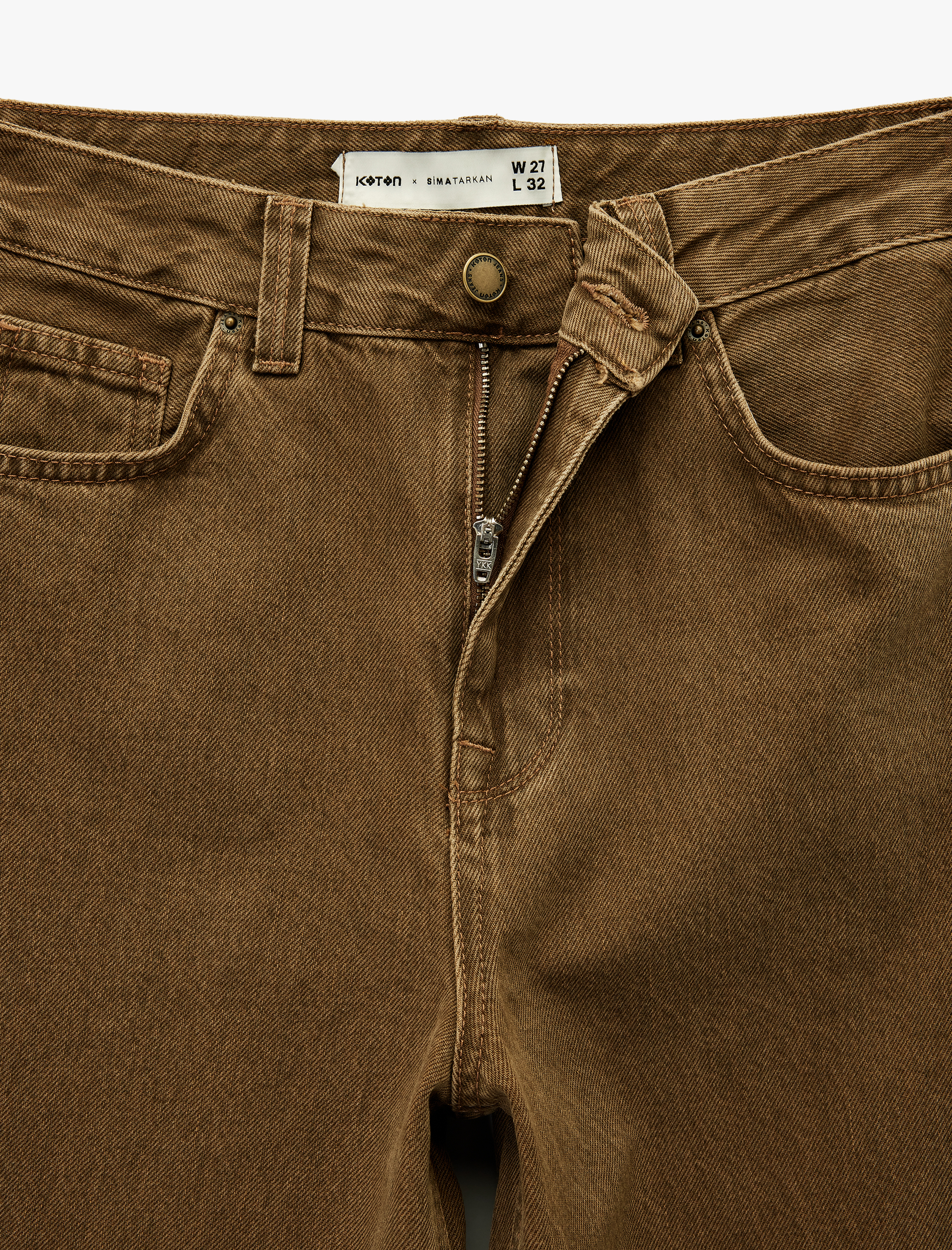   Koton X Sima Tarkan -  Rahat Kalıp Cepli Düğmeli Yıkamalı Düz Paça Baggy Jean Pantolon