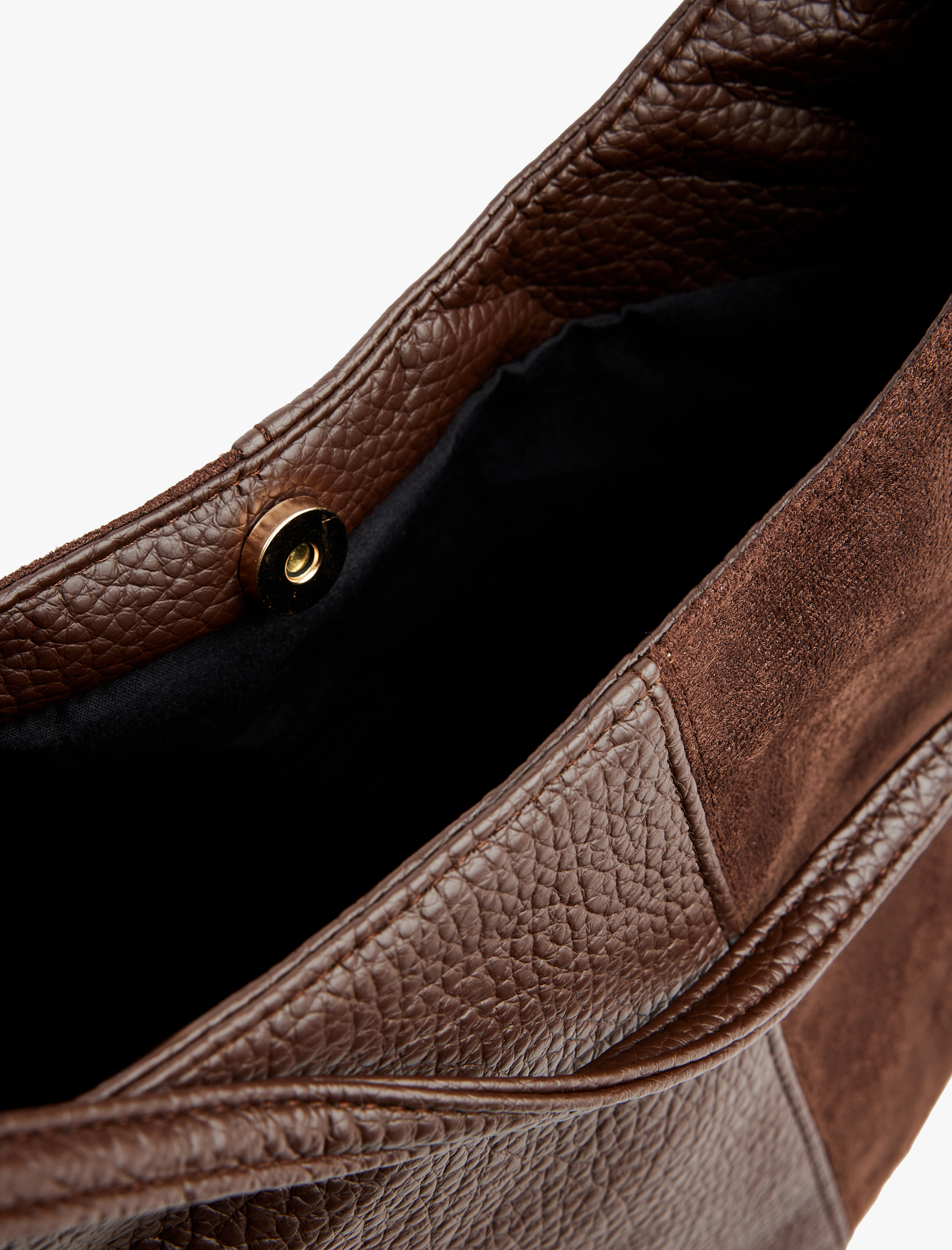  Kadın Suni Deri Detaylı Süet Görünümlü Hobo Çanta