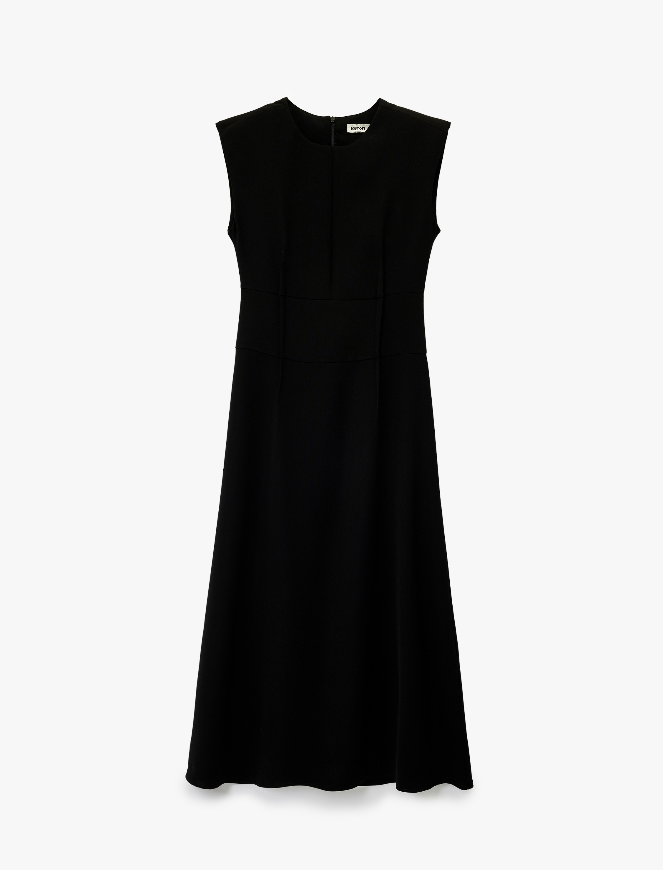   Kolsuz Bisiklet Yaka Dikiş Detaylı Midi Elbise