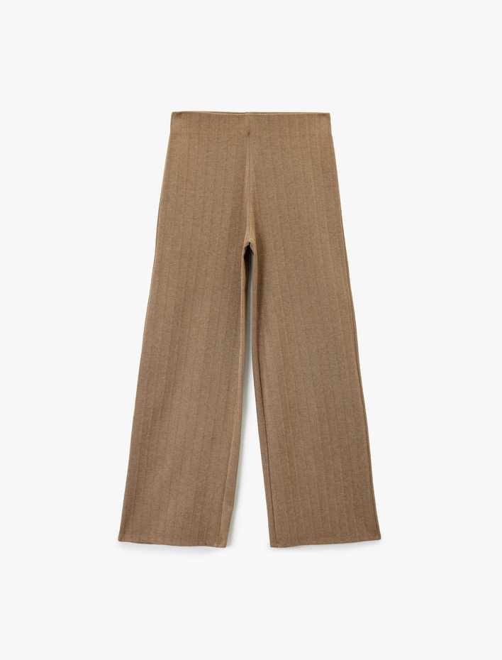  Düz Geniş Paça Desenli Kışlık Pantolon