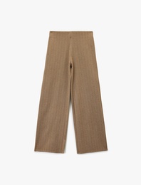 Düz Geniş Paça Desenli Kışlık Pantolon