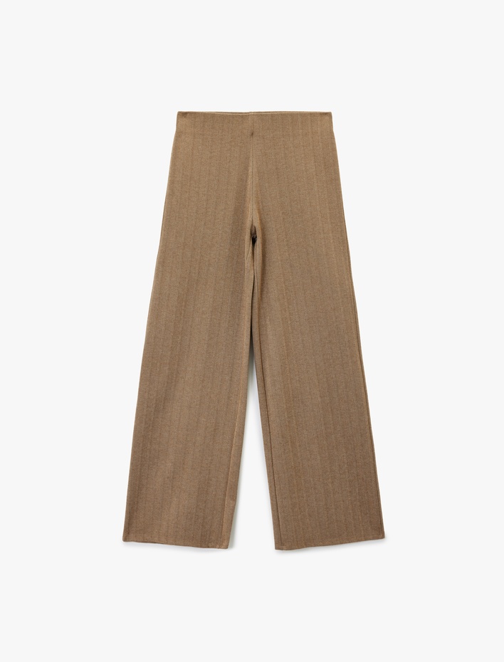  Düz Geniş Paça Desenli Kışlık Pantolon