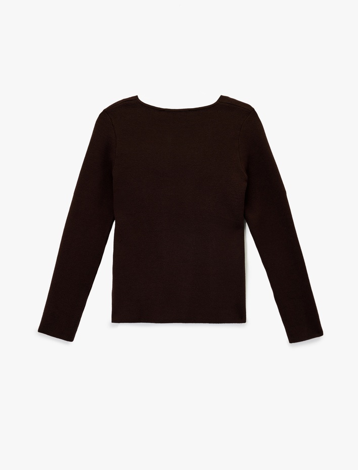  Viskon Karışımlı Uzun Kollu V Yaka Düğmeli Triko Hırka