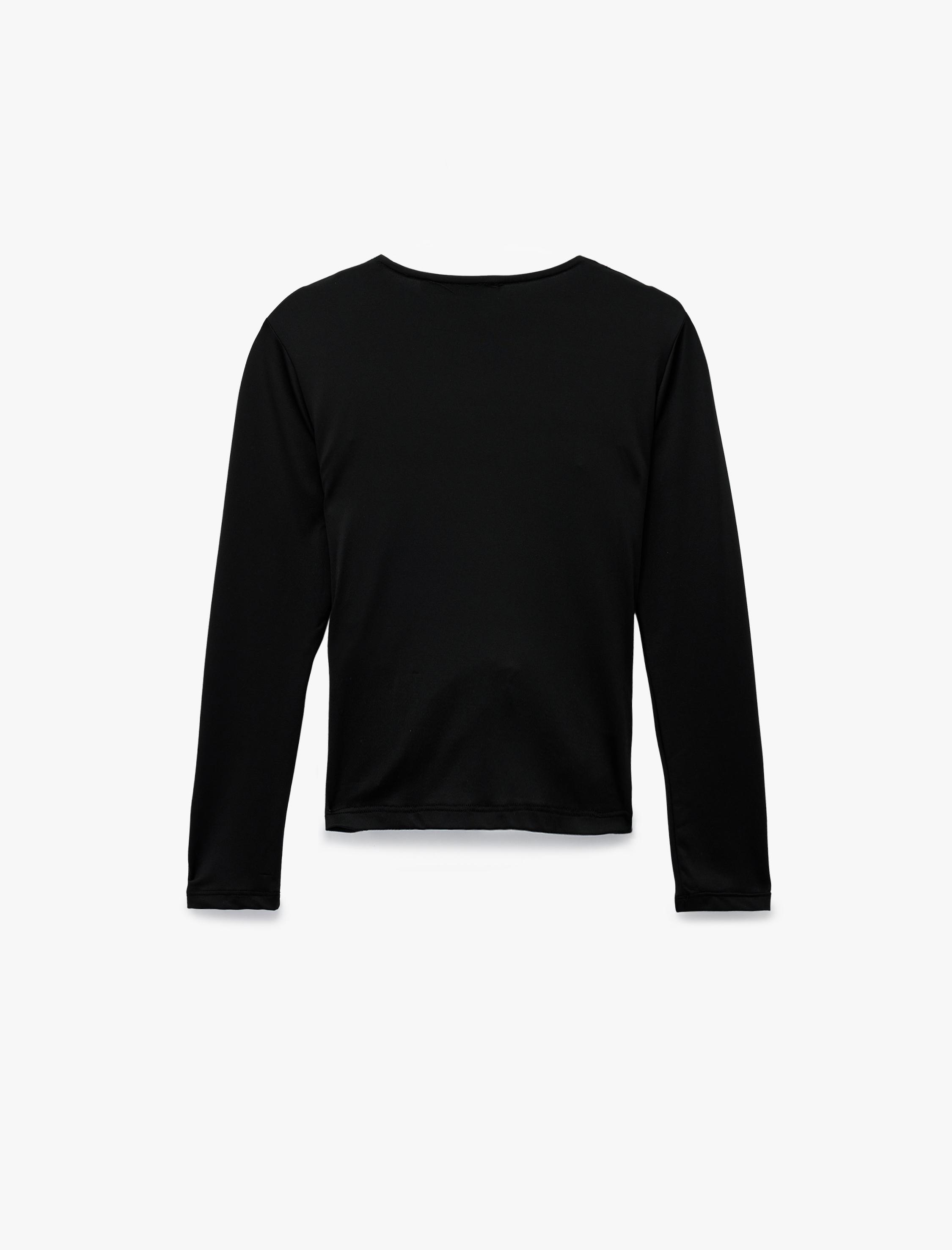   Uzun Kollu Slim Fit Kruvaze V Yaka Saten Bluz