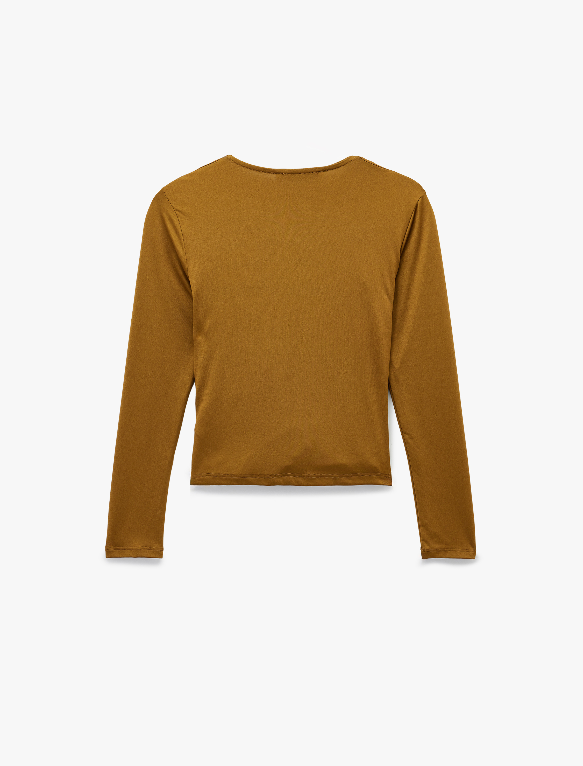   Uzun Kollu Slim Fit Kruvaze V Yaka Saten Bluz