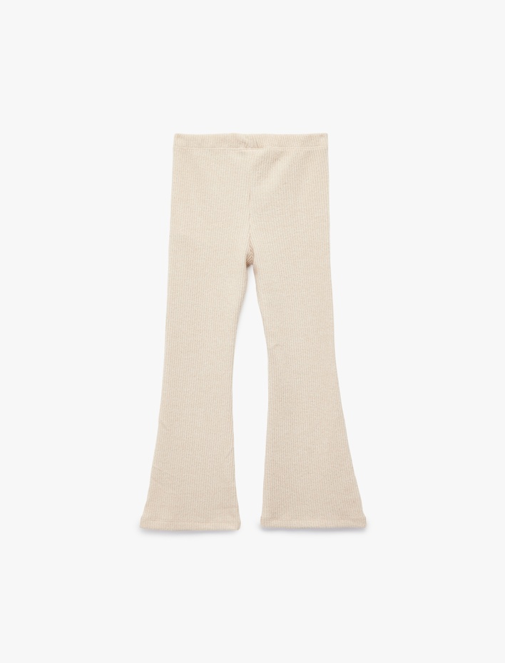 Kız Bebek Viskon Karışımlı Beli Lastikli Basic İspanyol Paça Tayt