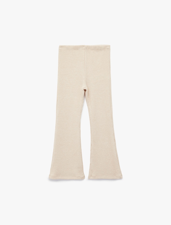 Kız Bebek Viskon Karışımlı Beli Lastikli Basic İspanyol Paça Tayt