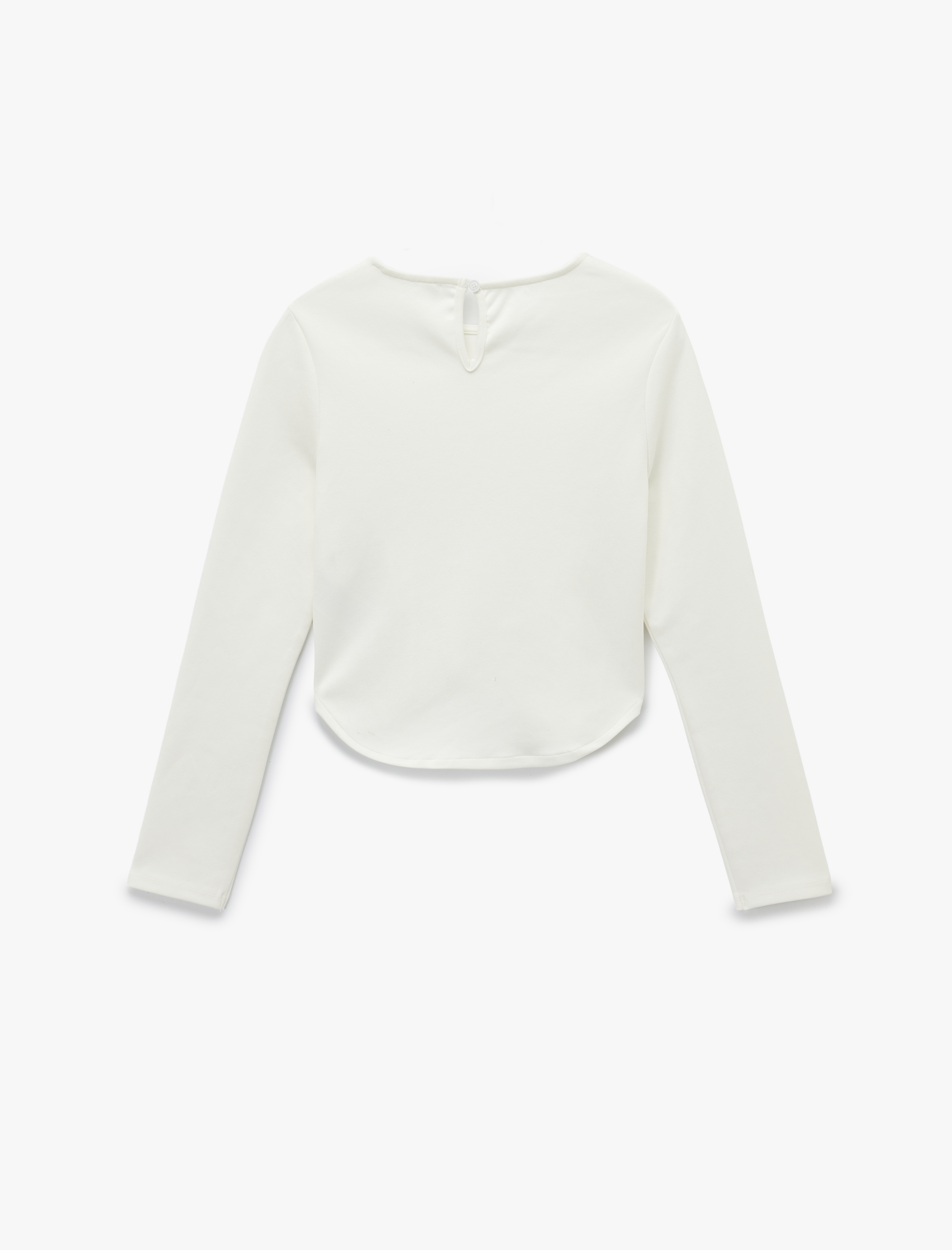   Nervürlü Slim Fit Bisiklet Yaka Uzun Kollu Tişört