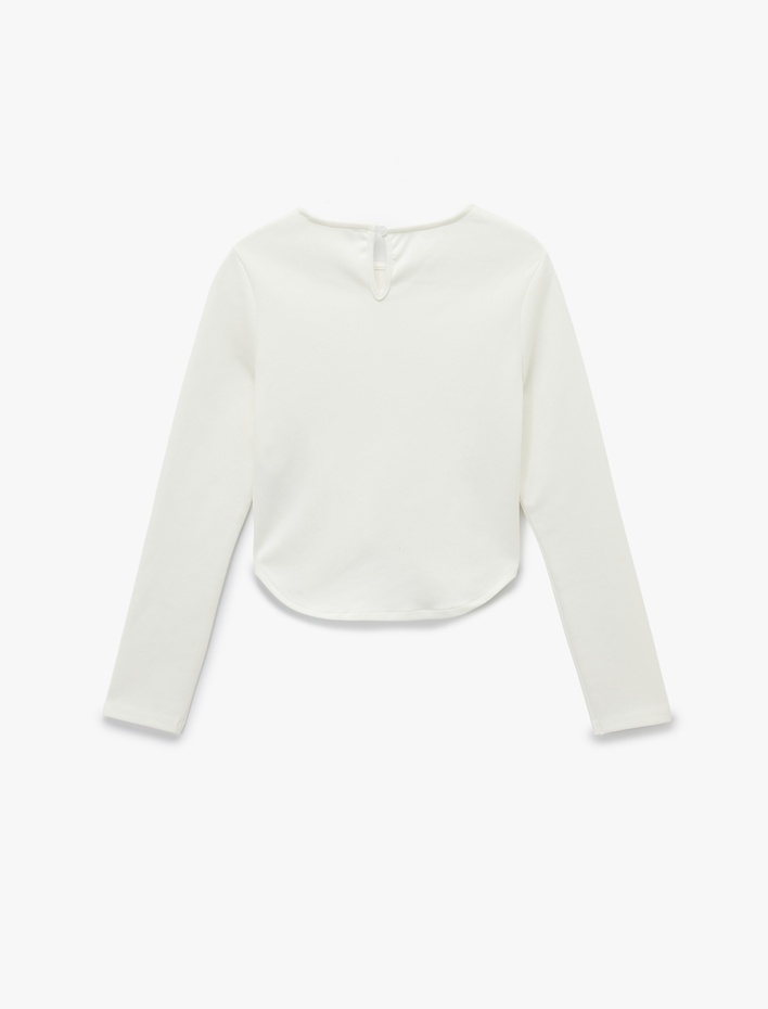  Nervürlü Slim Fit Bisiklet Yaka Uzun Kollu Tişört