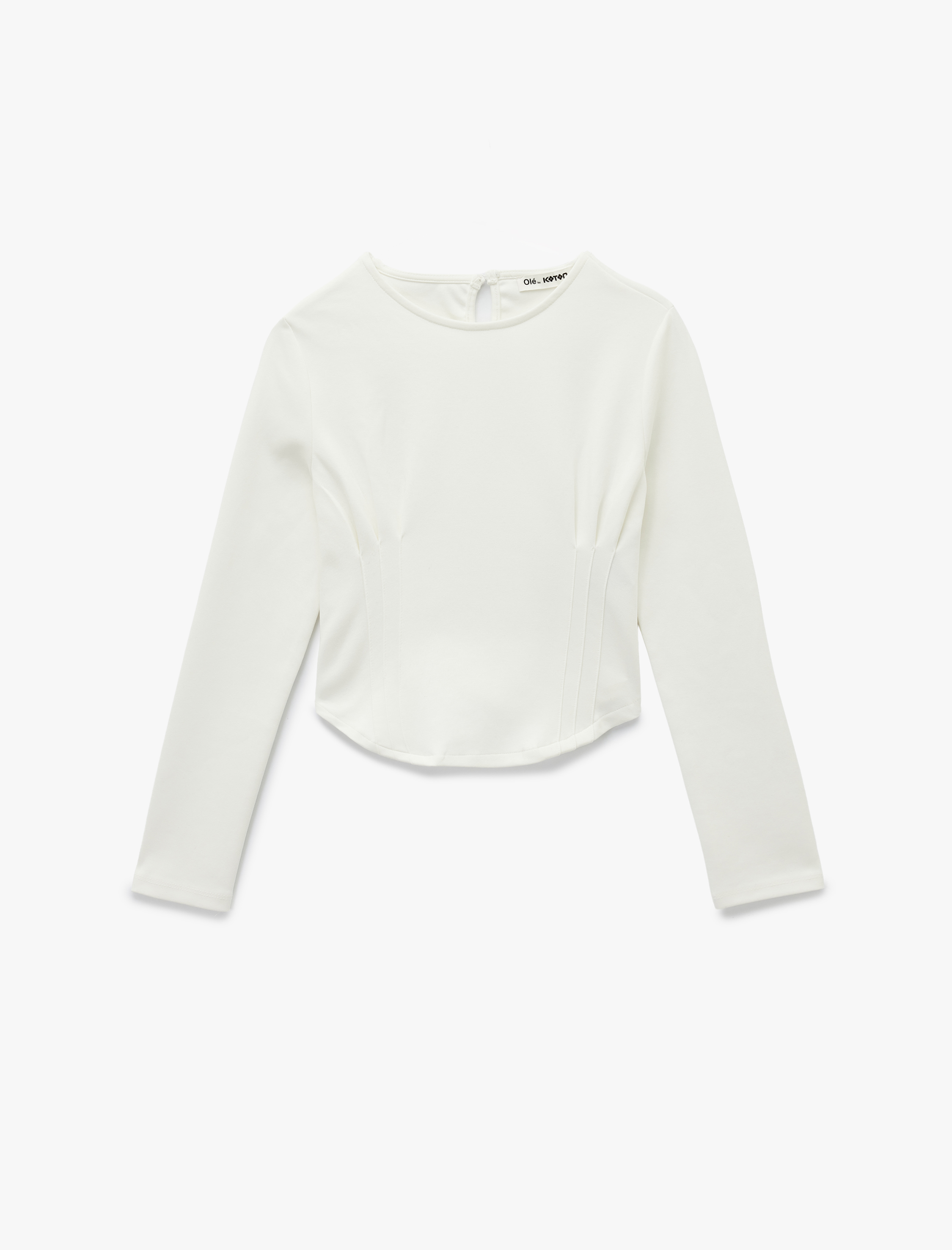   Nervürlü Slim Fit Bisiklet Yaka Uzun Kollu Tişört