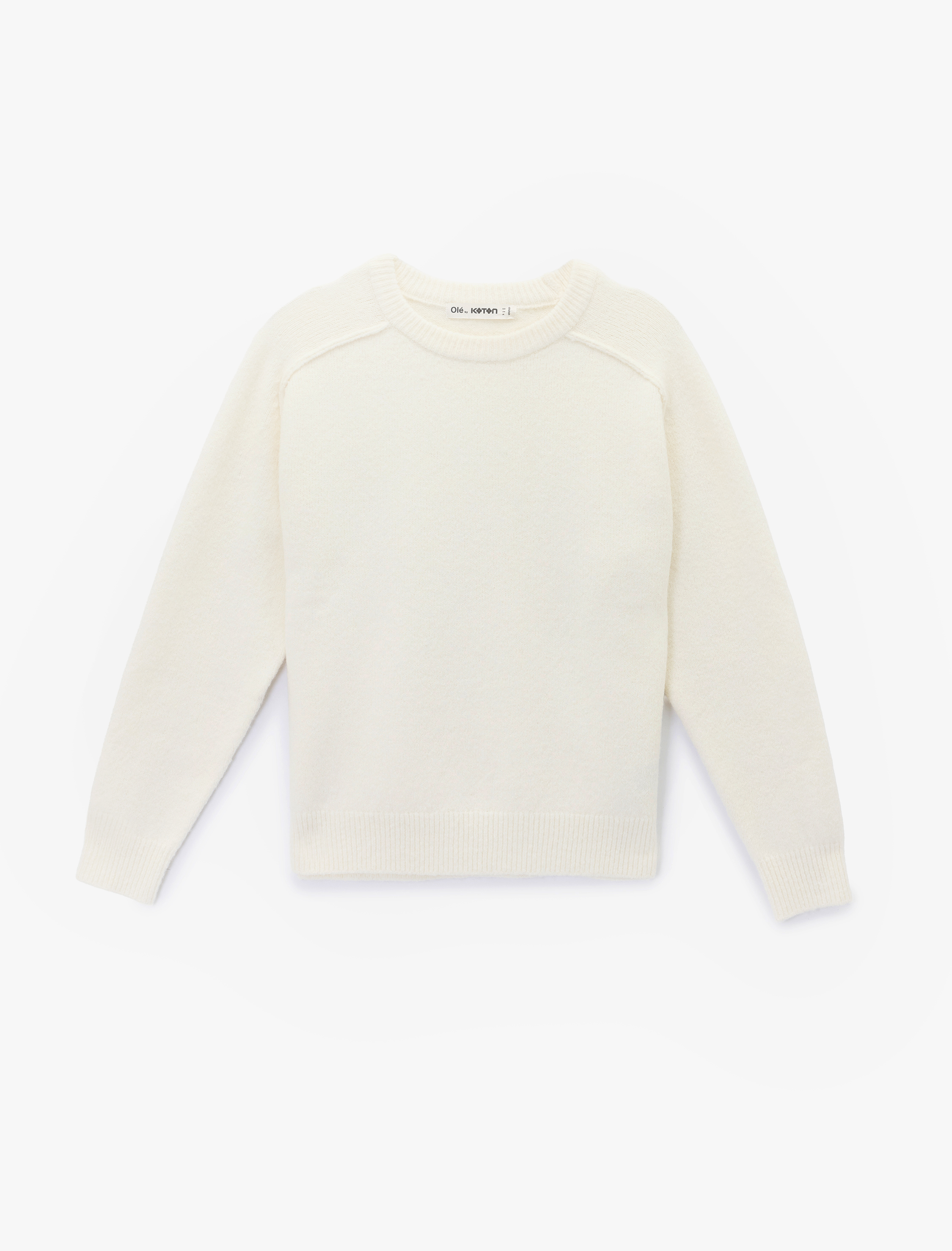   Uzun Kollu Bisiklet Yaka Dikiş Detaylı Basic Triko Kazak