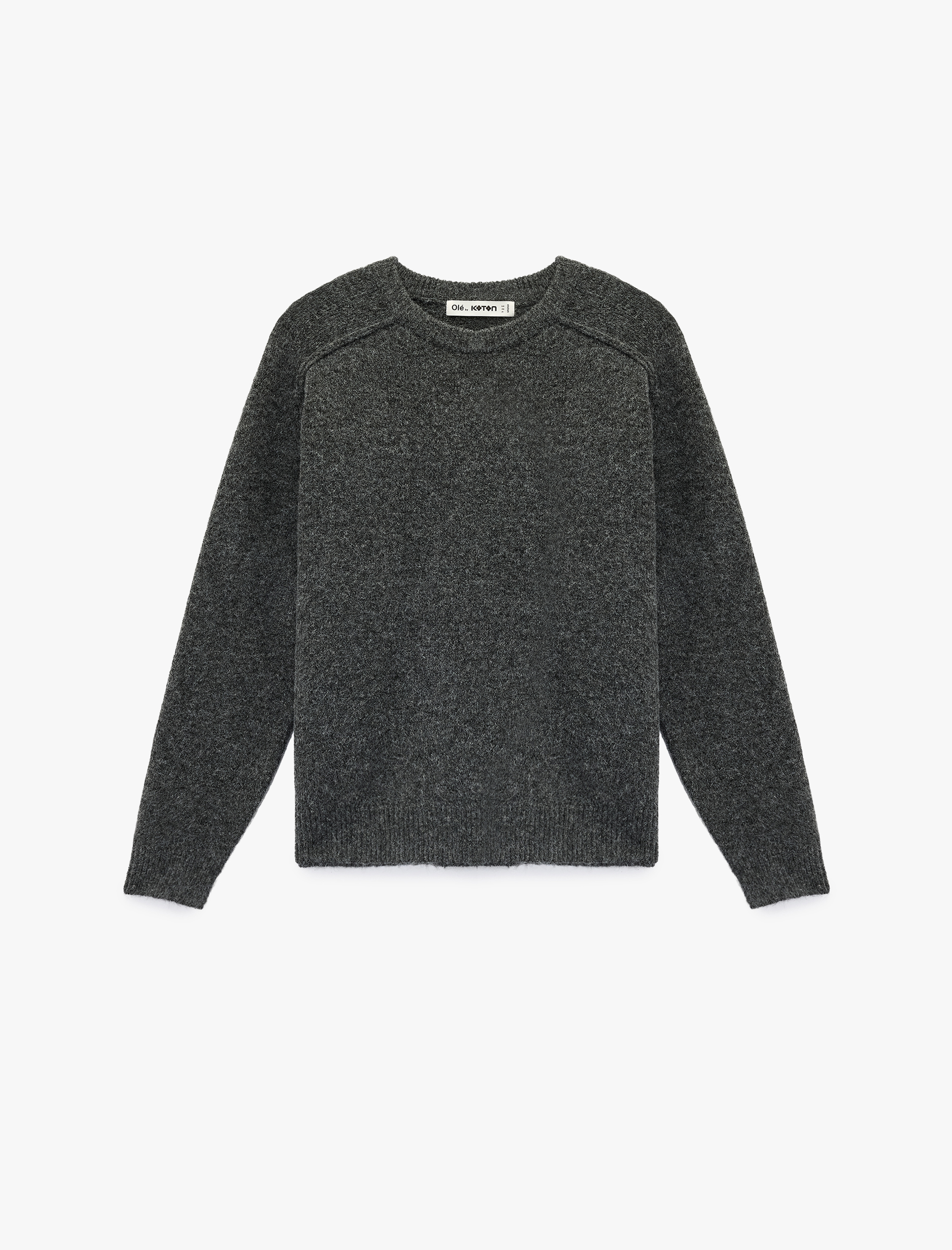   Uzun Kollu Bisiklet Yaka Dikiş Detaylı Basic Triko Kazak