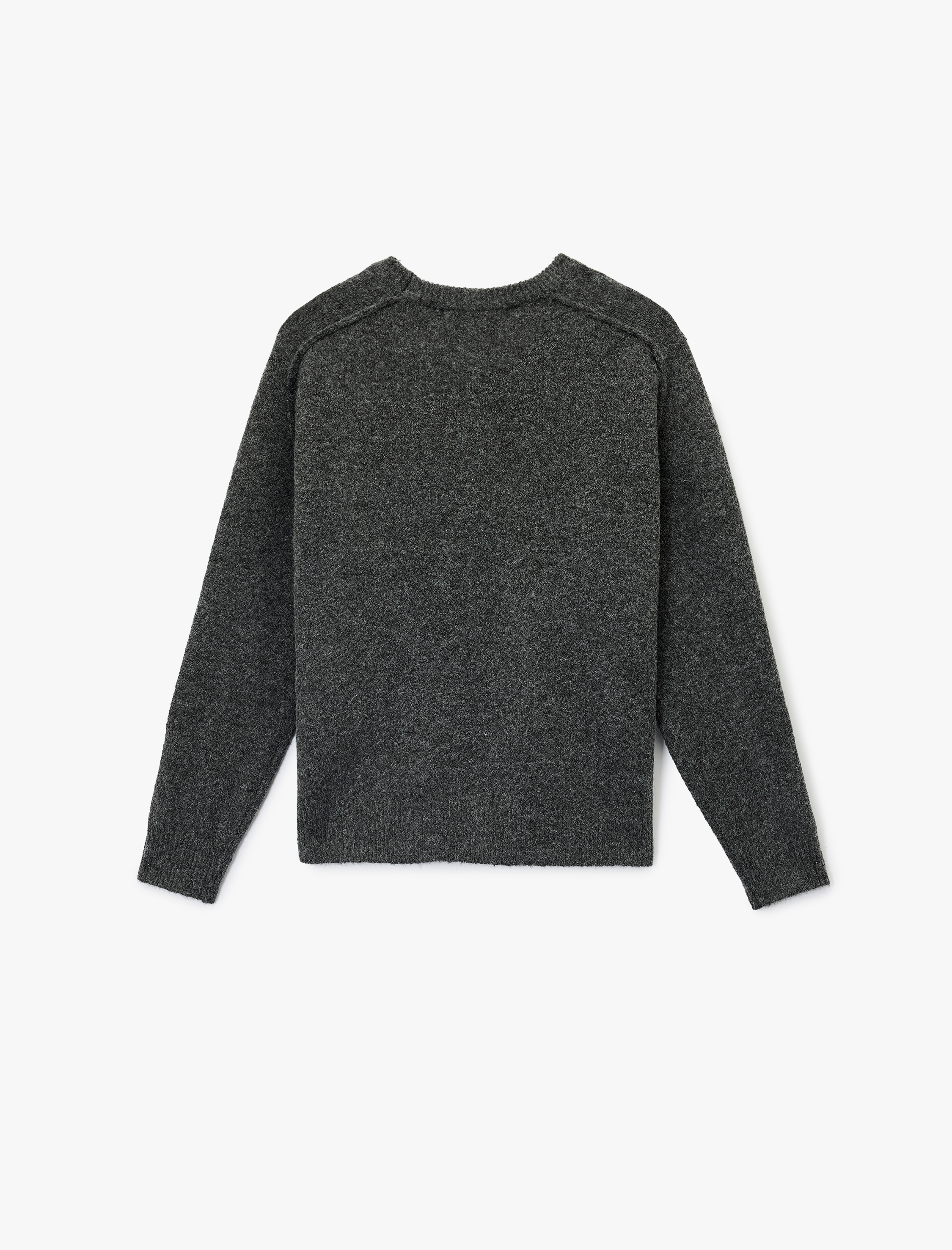   Uzun Kollu Bisiklet Yaka Dikiş Detaylı Basic Triko Kazak