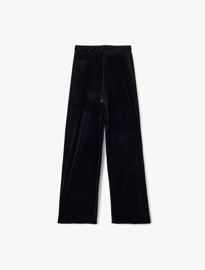  Düz Geniş Paça Kadife Palazzo Pantolon