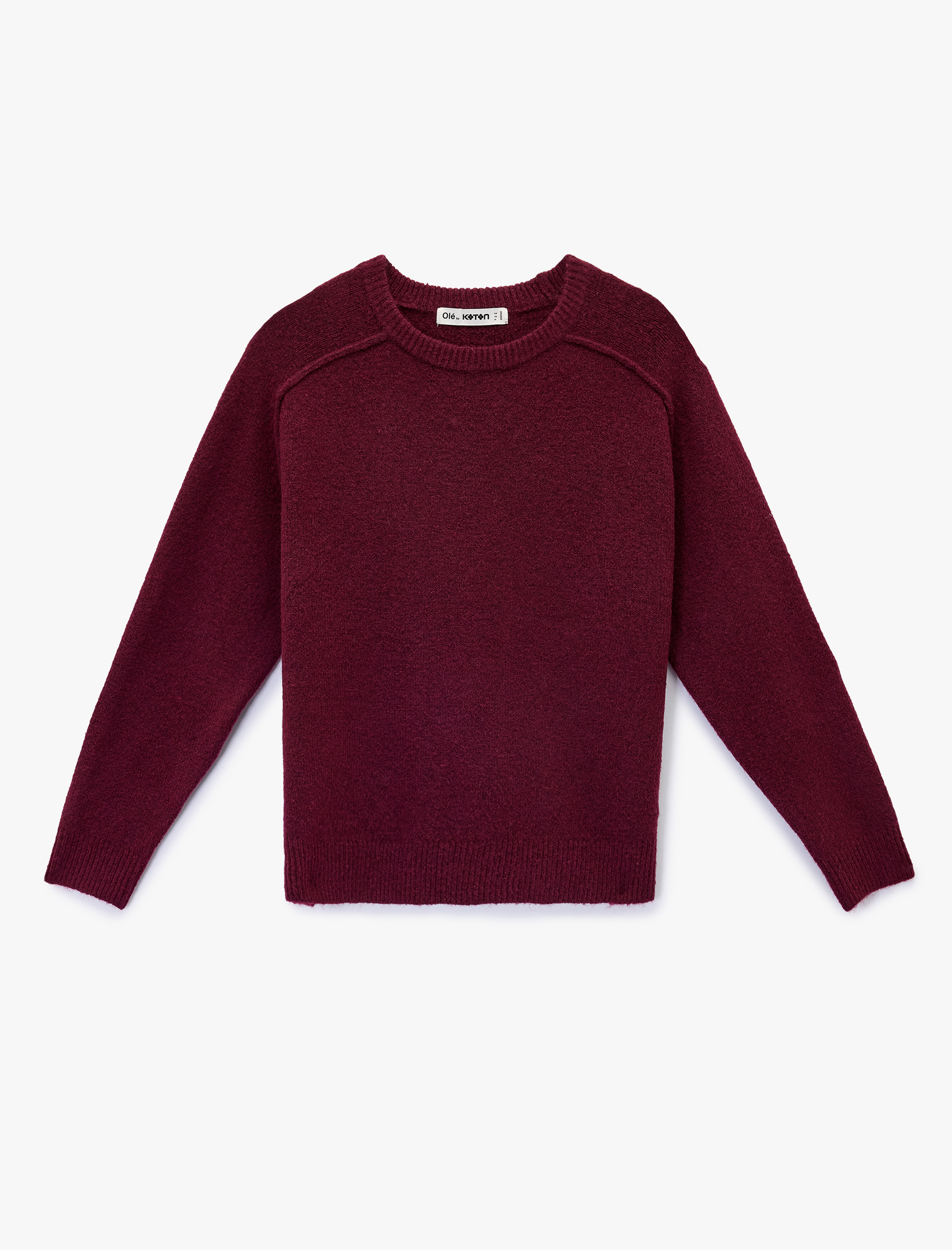   Uzun Kollu Bisiklet Yaka Dikiş Detaylı Basic Triko Kazak