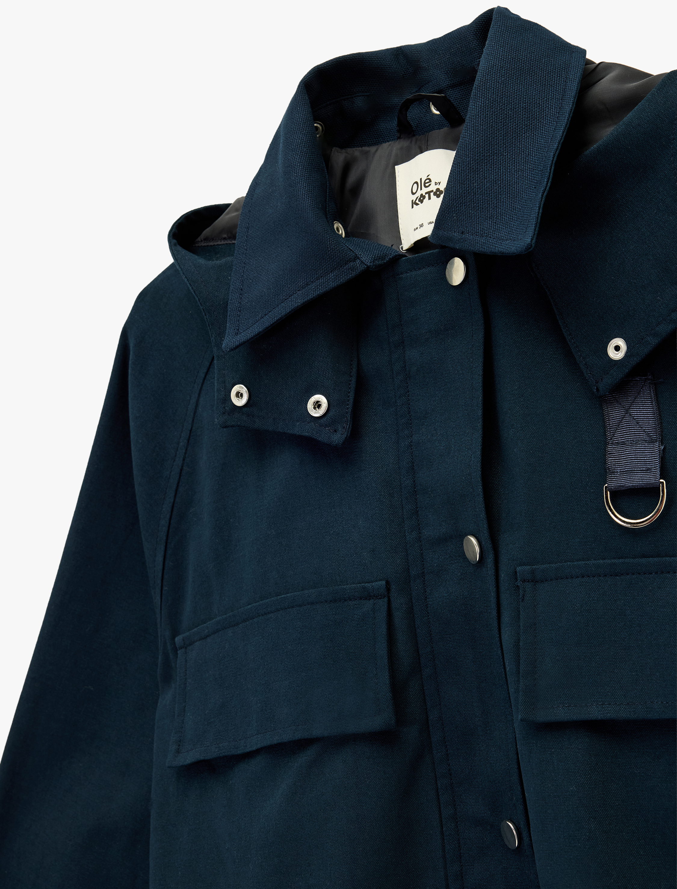   Kapüşonlu Uzun Kollu Çıtçıt Düğmeli Cepli Fermuarlı Ceket