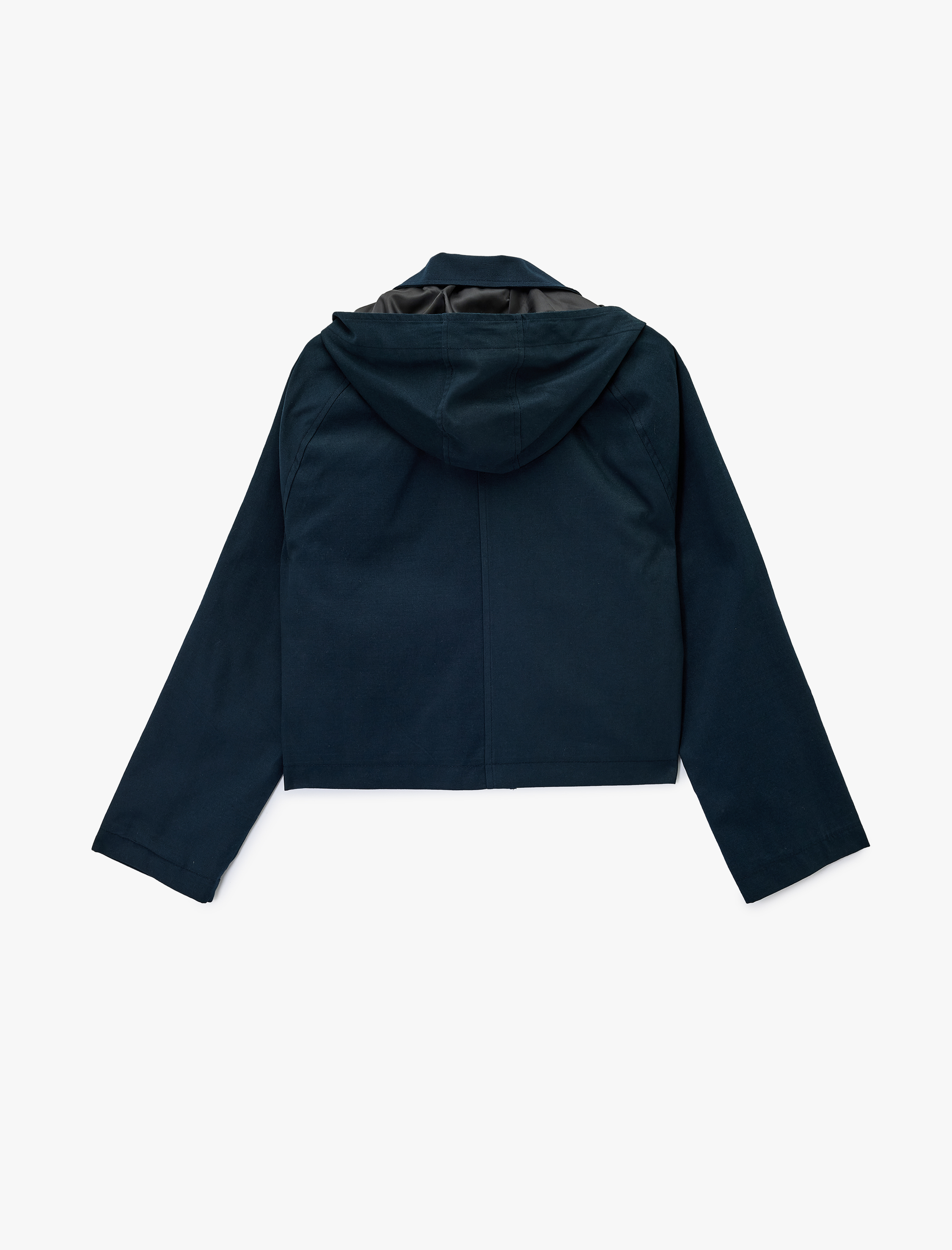   Kapüşonlu Uzun Kollu Çıtçıt Düğmeli Cepli Fermuarlı Ceket