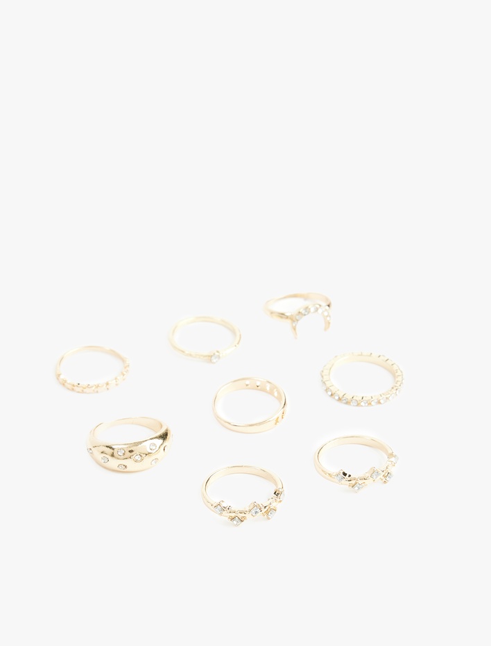 Kadın Taş Detaylı 8'li Yüzük Seti