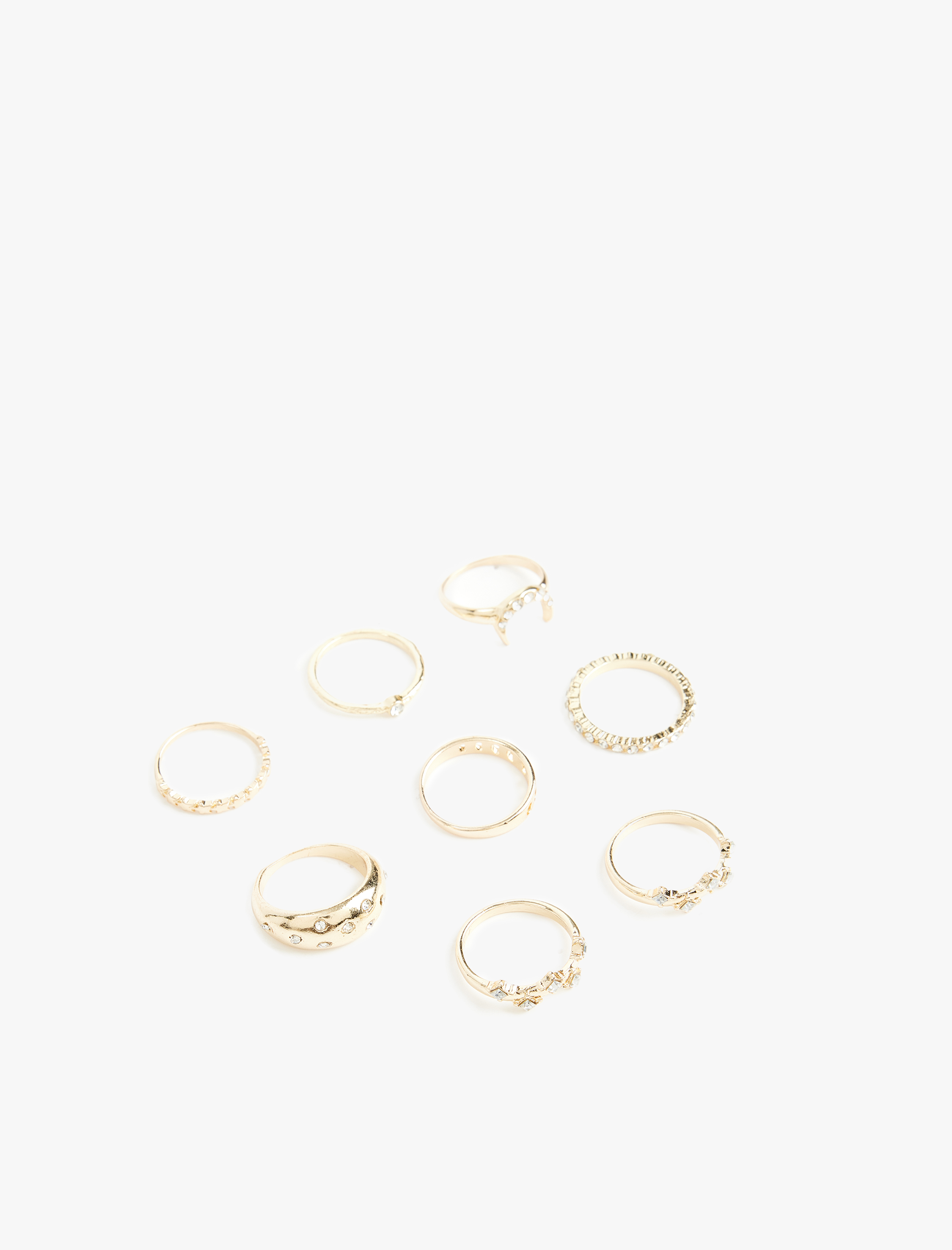  Kadın Taş Detaylı 8'li Yüzük Seti