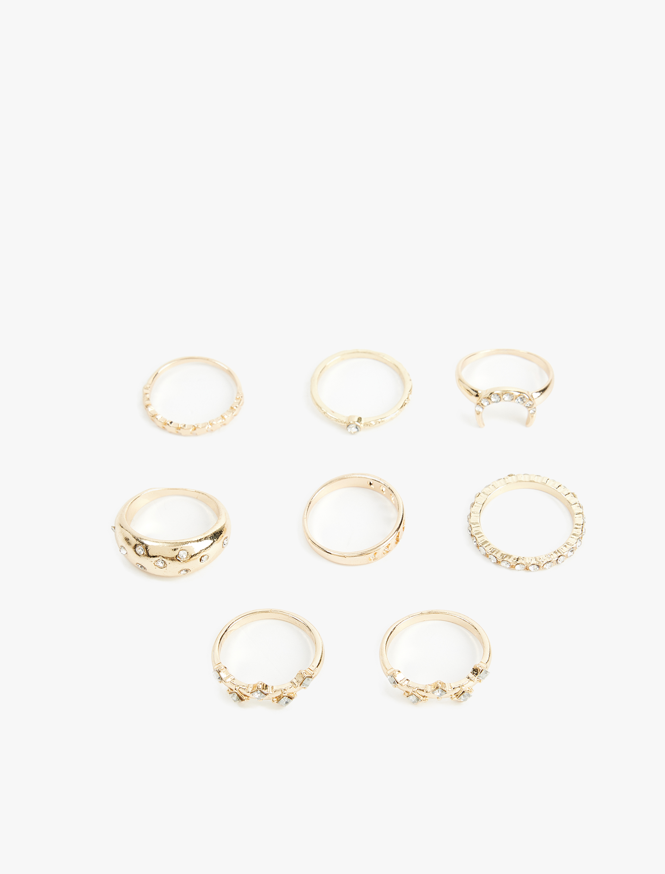  Kadın Taş Detaylı 8'li Yüzük Seti