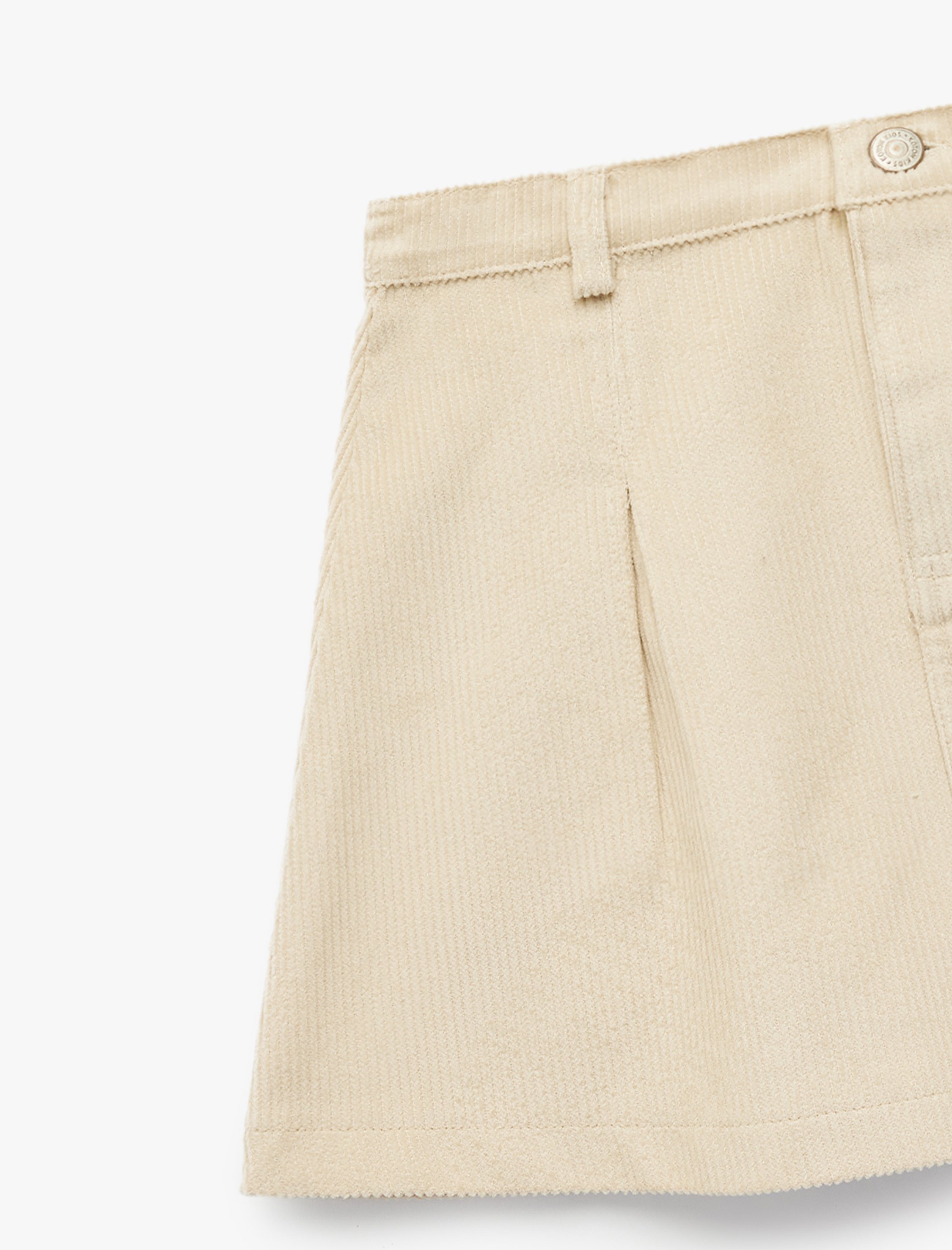  Kız Çocuk Düğmeli Diz Üstü Pileli Pamuklu Etek