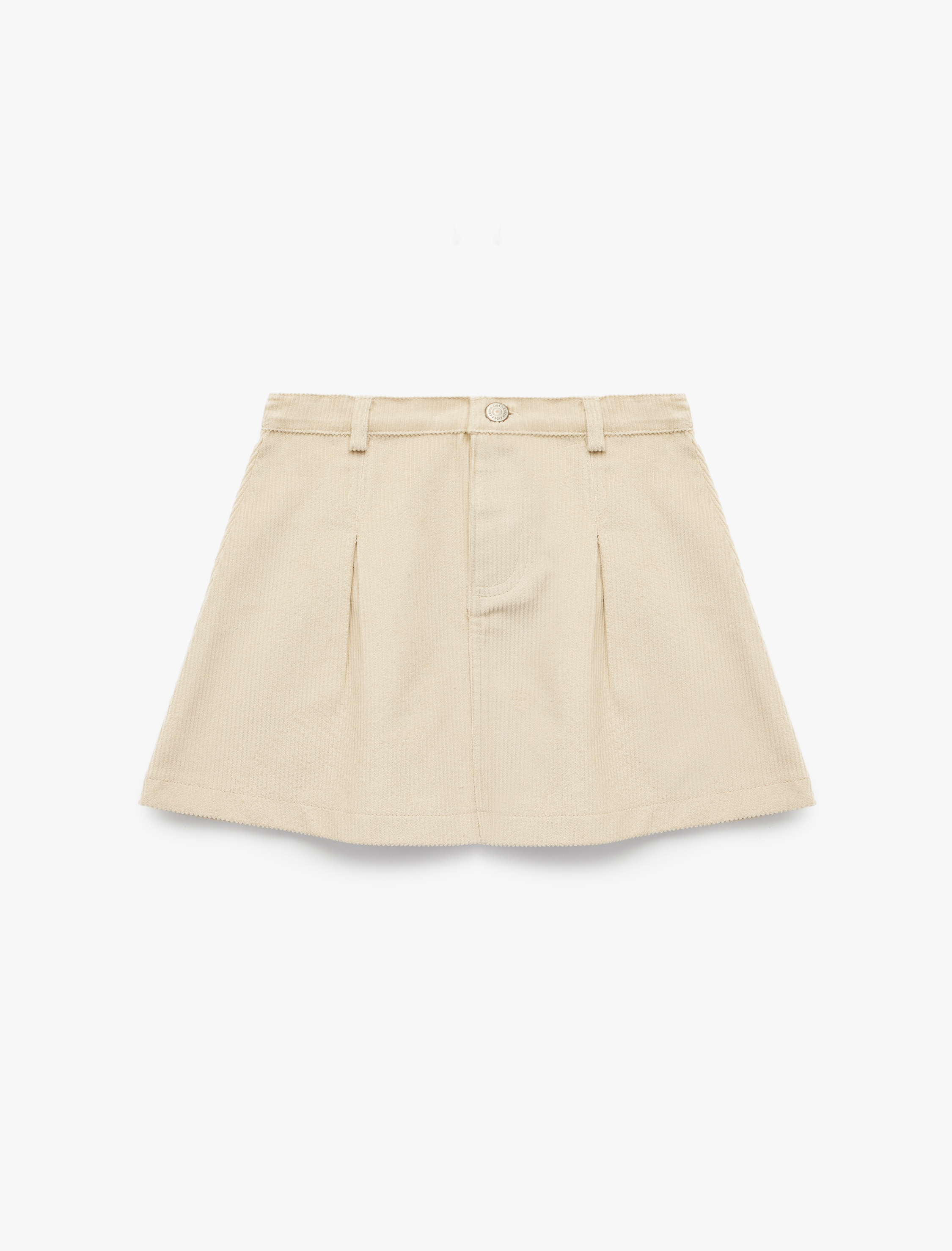  Kız Çocuk Düğmeli Diz Üstü Pileli Pamuklu Etek