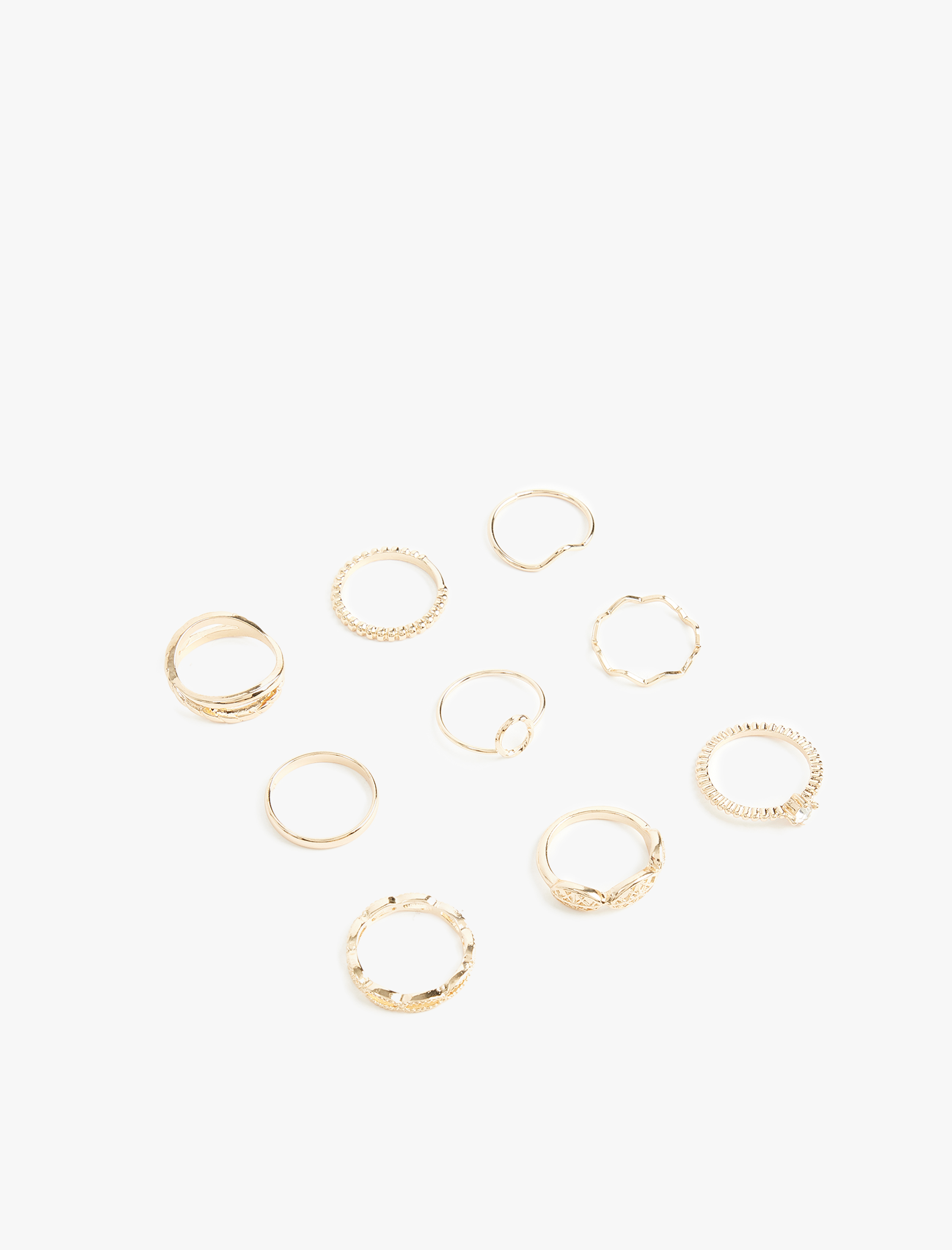  Kadın Taş Detaylı 9'lu Yüzük Seti