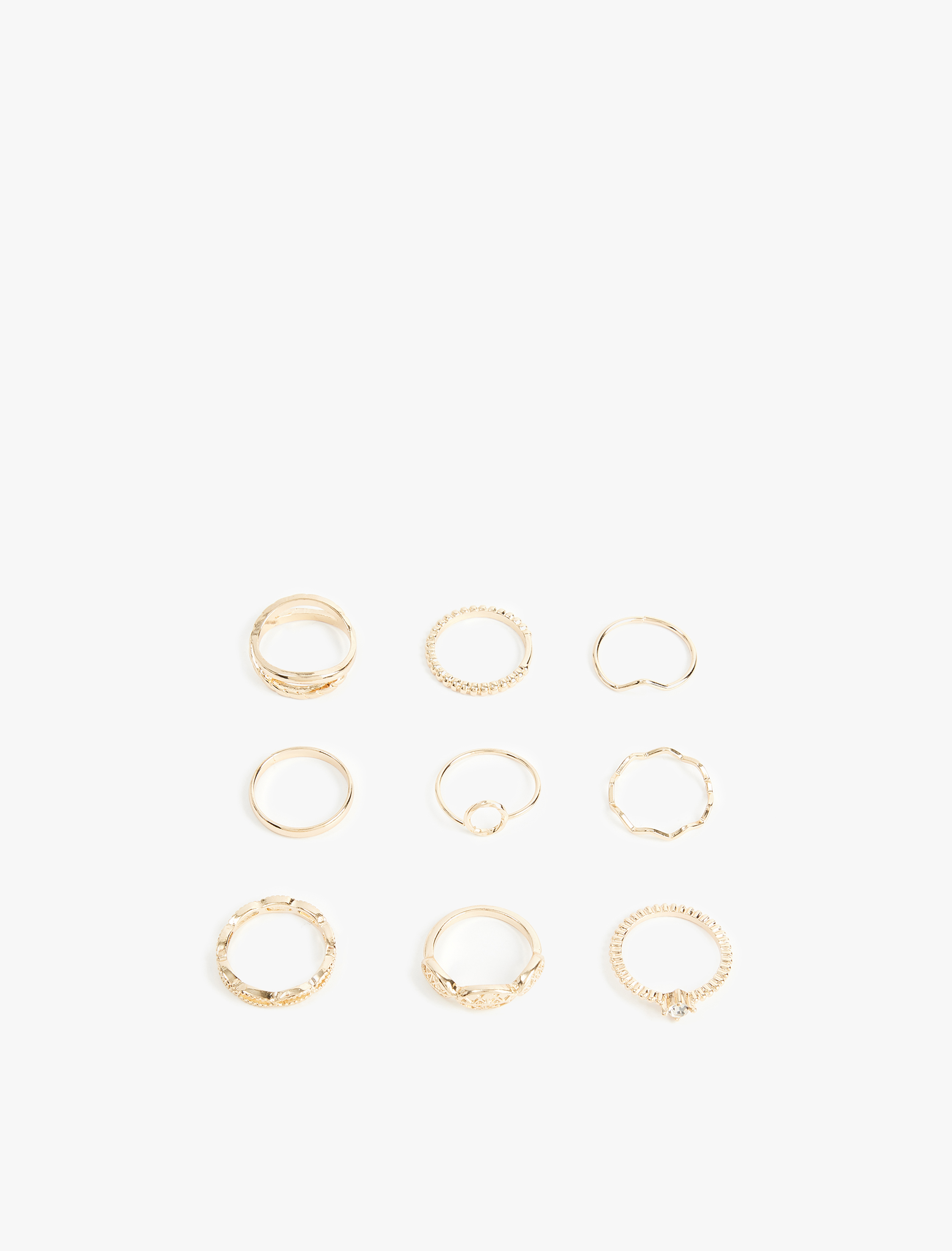  Kadın Taş Detaylı 9'lu Yüzük Seti