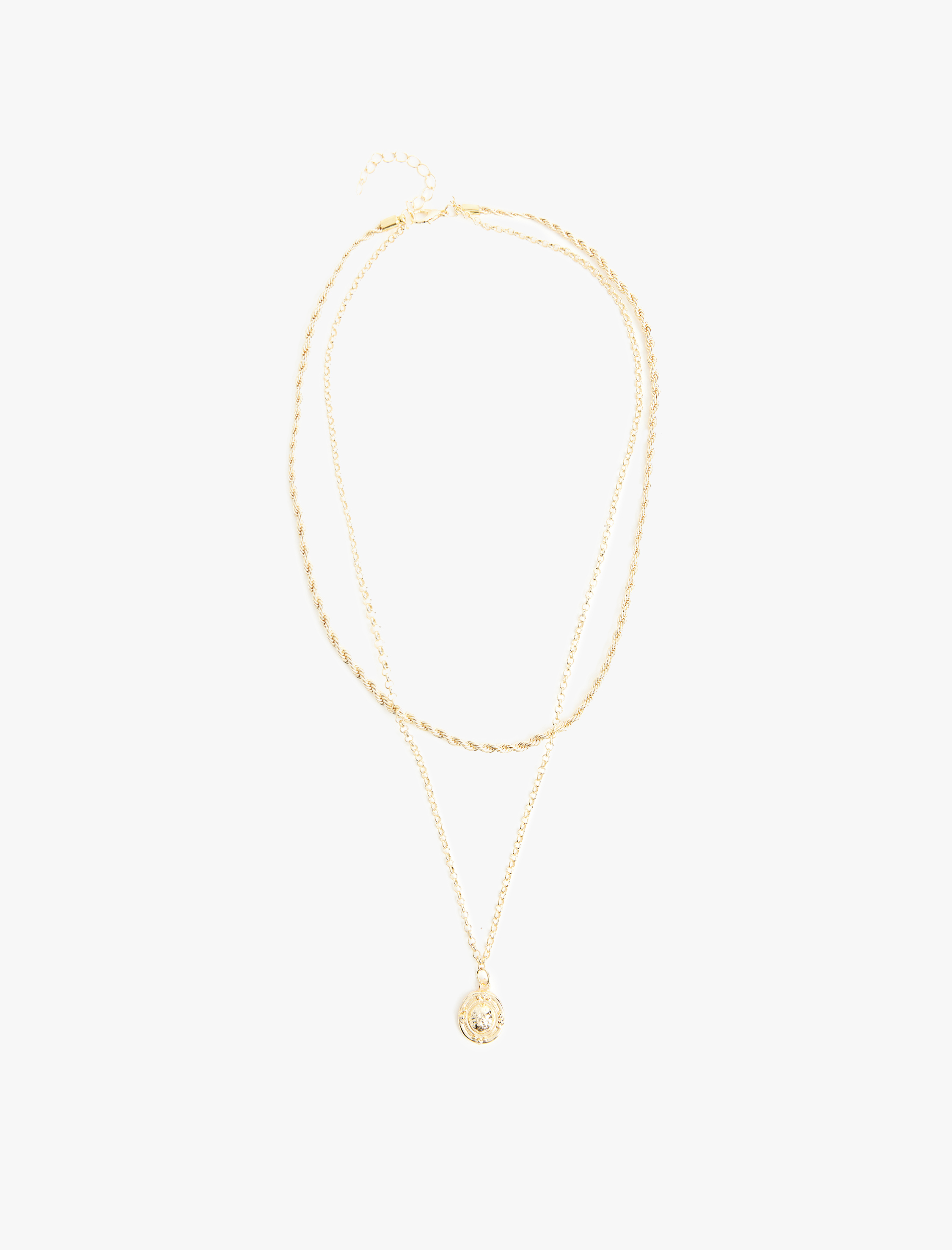  Kadın Charm Detaylı 2'li Zincir Kolye