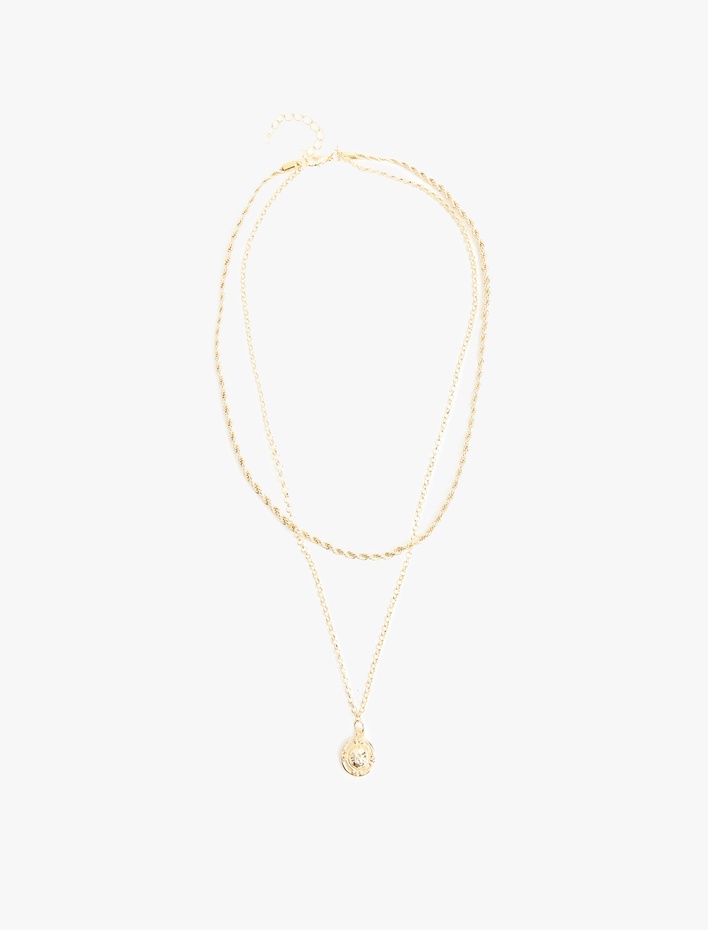 Kadın Charm Detaylı 2'li Zincir Kolye