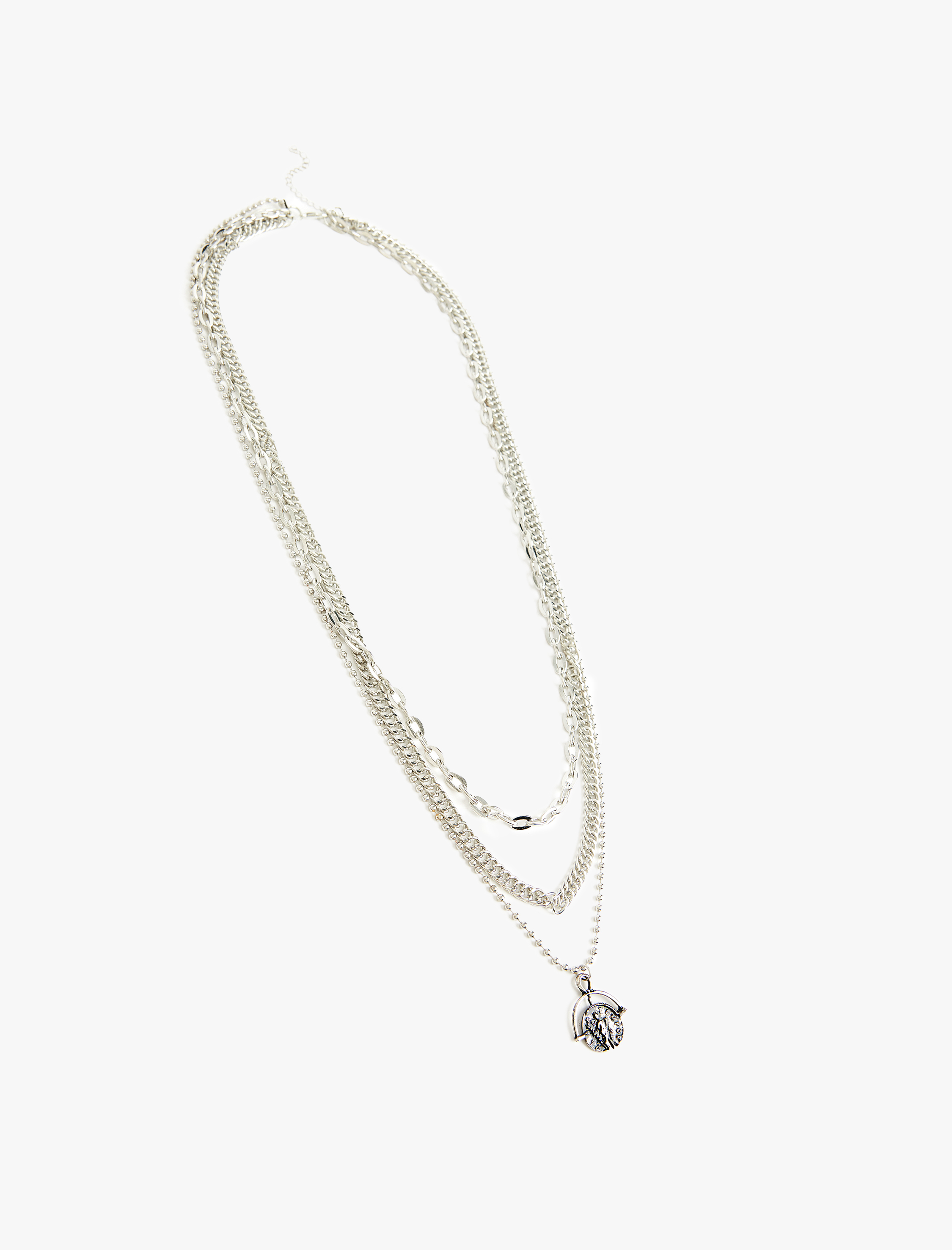  Erkek Charm Detaylı Çoklu Zincir Kolye